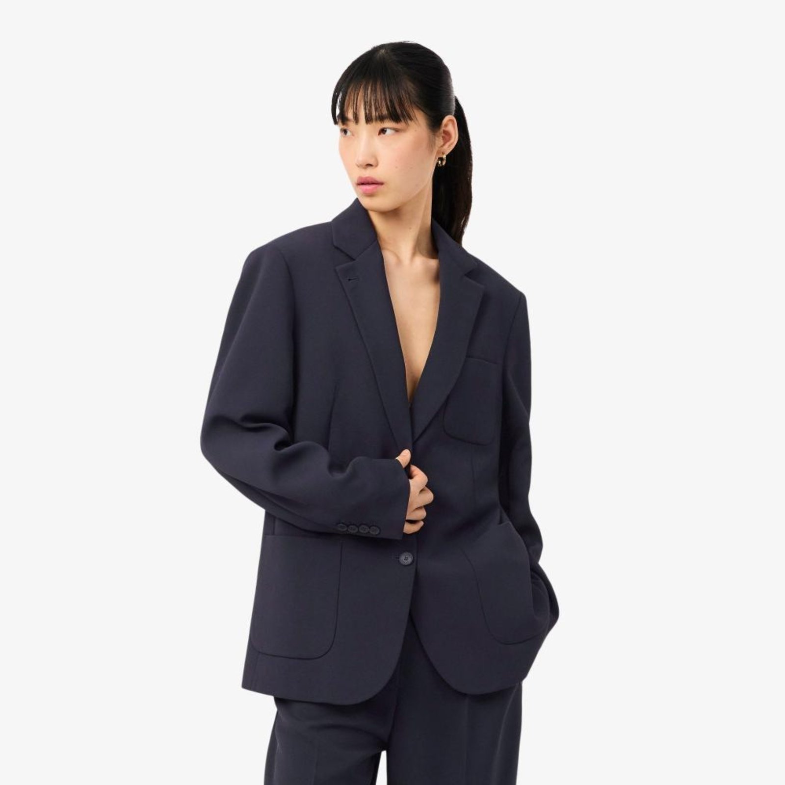 Blazer em Piqué Fluido Azul