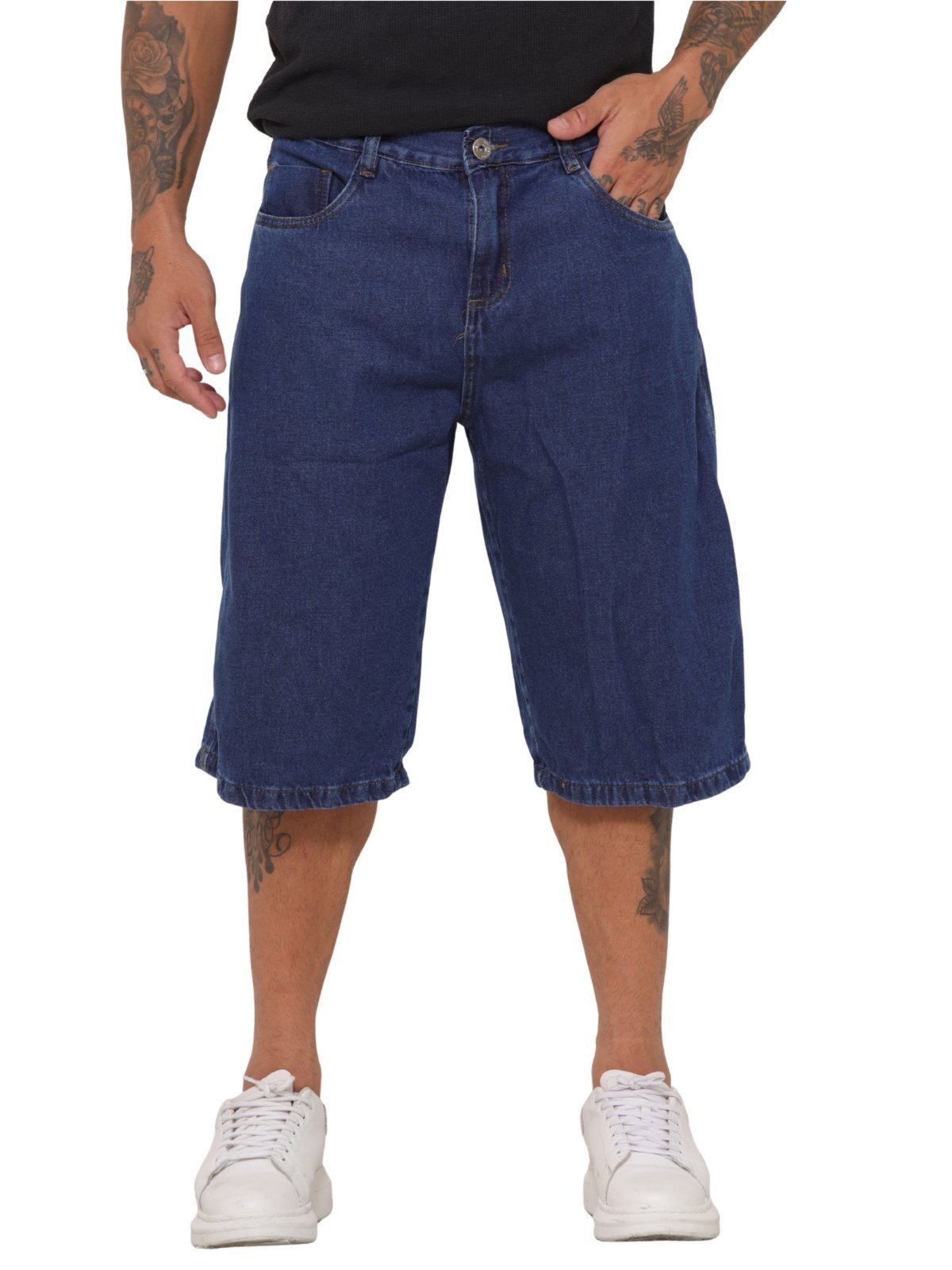 Bermuda Masculina Jeans Light Jorts Escuro Manchado