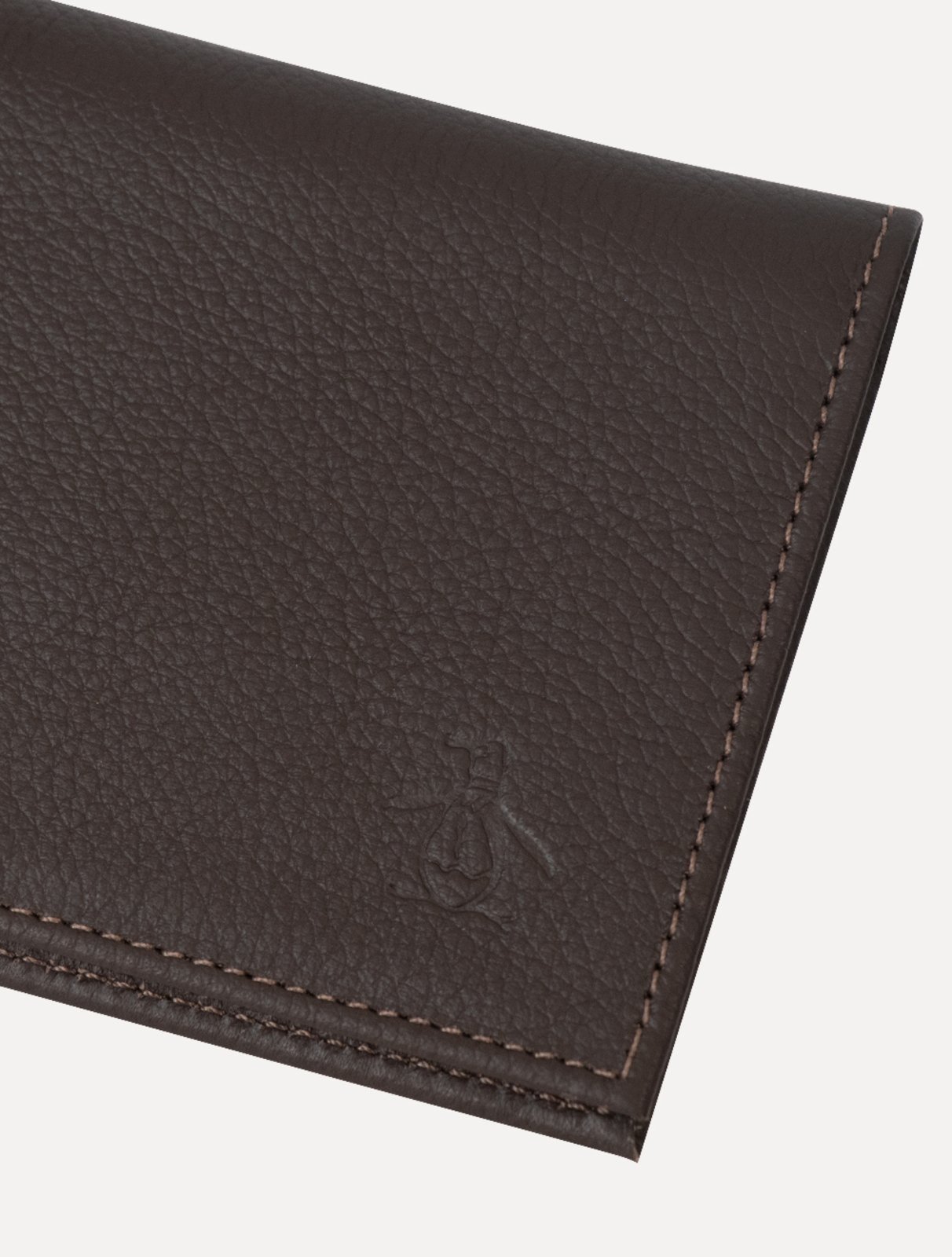 Vista 3 Carteira Original Penguin Masculina Couro Mini Vertical Logo Café marrom Original Penguin marrom