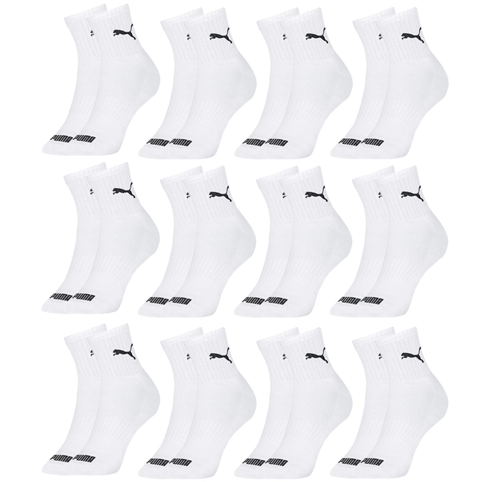 Kit 12 Pares Meias Puma Cano Médio Algodão Masculino Original Branco