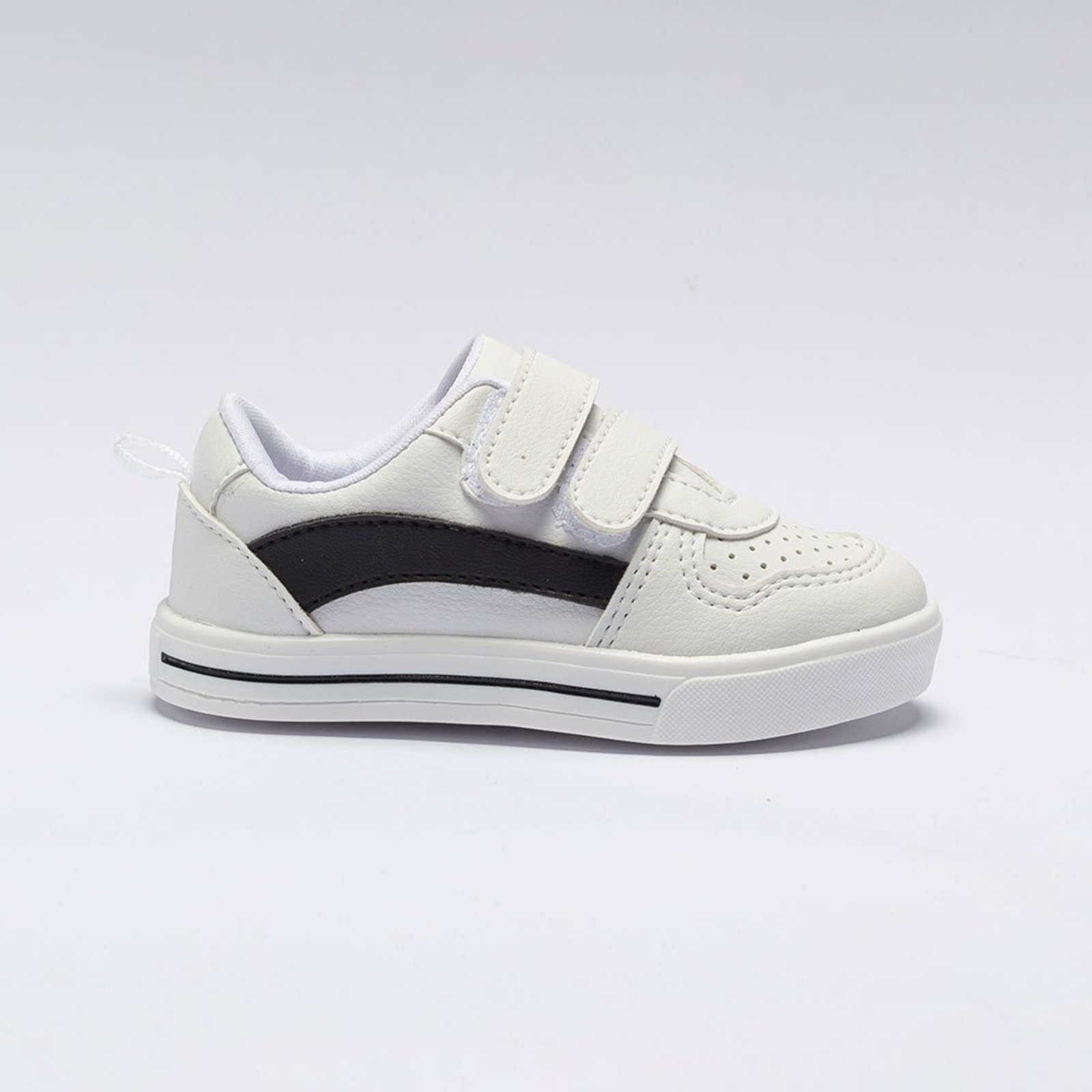 Vista 3 Infantil - Tênis Unisex Casual Calce-Fácil Listra Preta Pequito branco Pequito branco