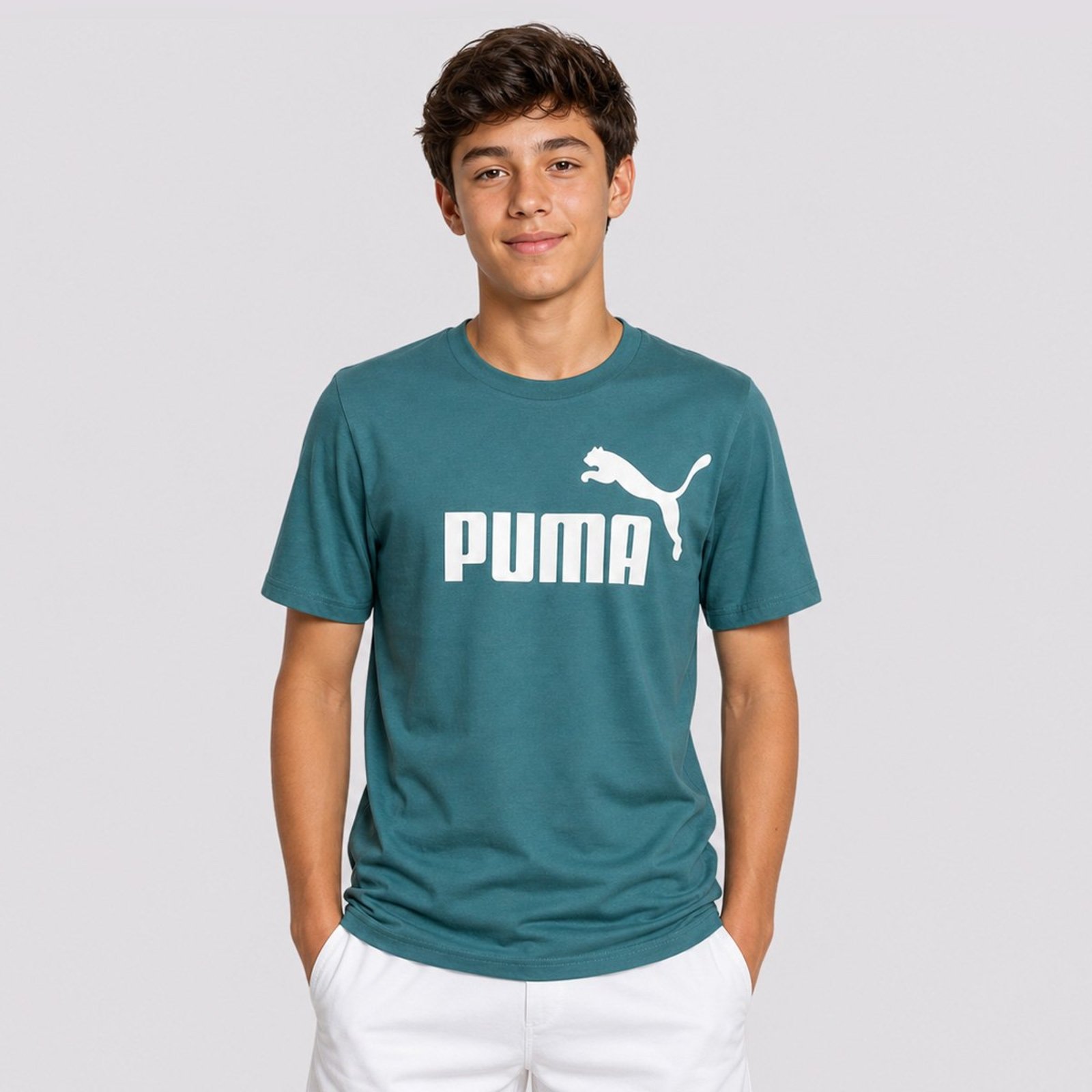 Camiseta Puma Juvenil Ess no.1 Logo Verde