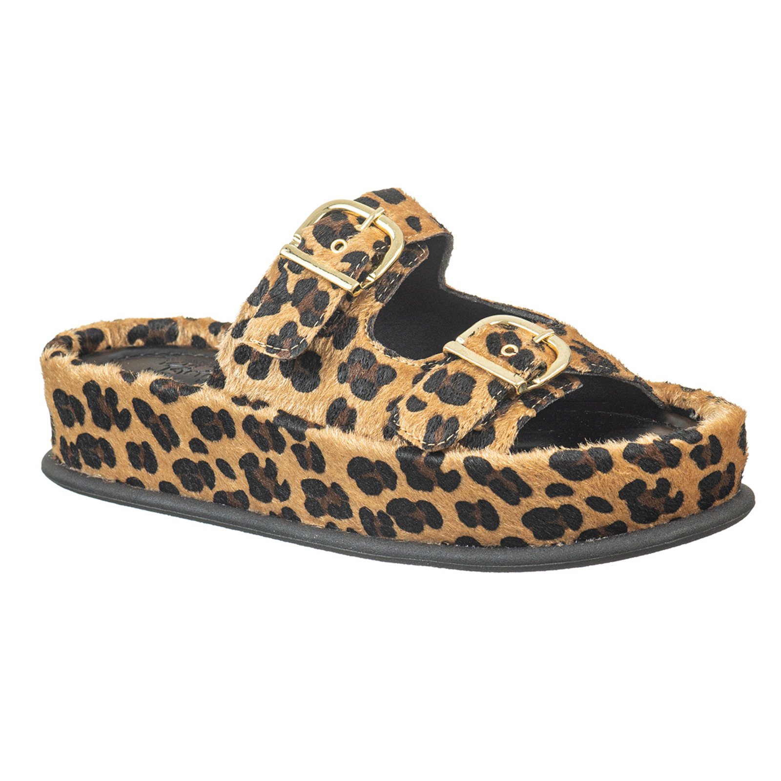 Sandália Feminina Anabela Papete Flatform C/ Fivela Via Birigui Onça
