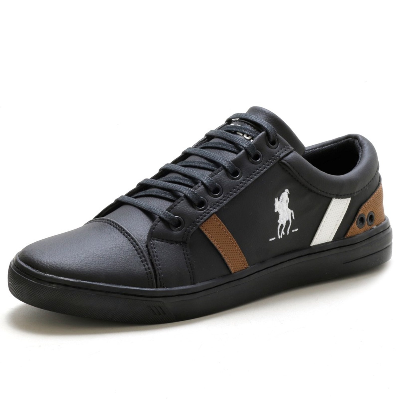 Sapatenis Tenis Original Polo Plus Casual Black Cadarço