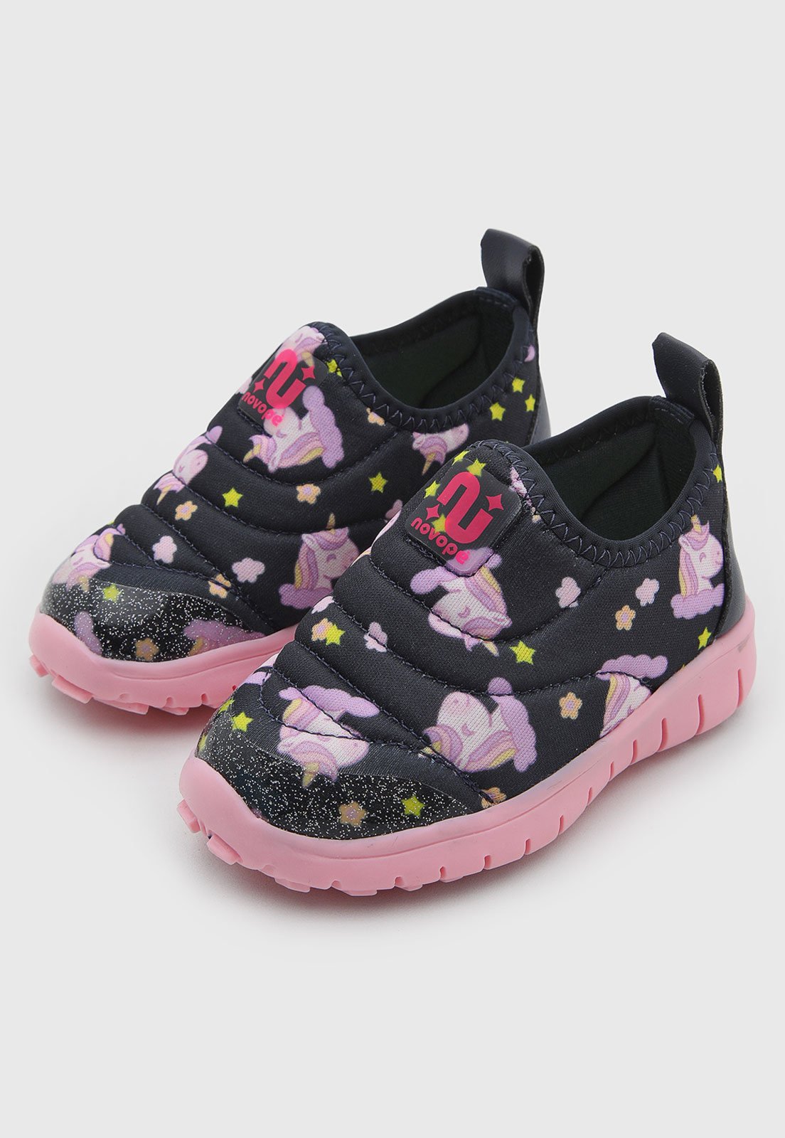 Infantil - Tênis Novopé Slip On Unicórnios Azul-marinho