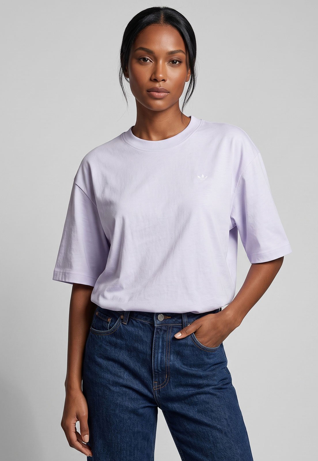 Camiseta adidas Originals Trefoil Ess Larga Branca