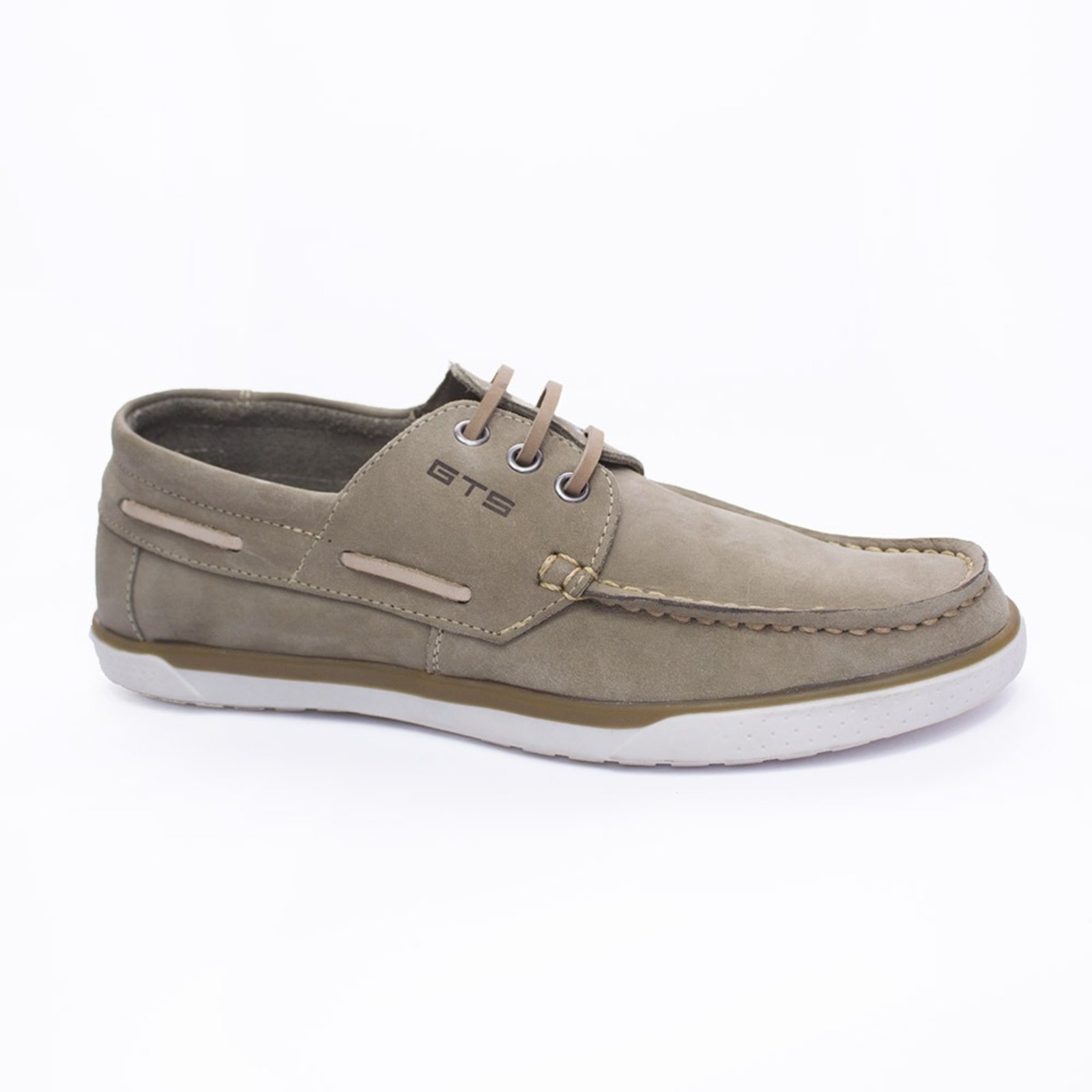Mocassim Docksider Couro Masculino Casual Conforto Costurado À Mão Cadarço Reforçado Bege