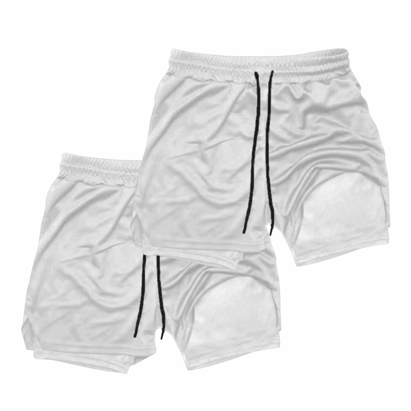 Kit 2 Shorts Treino Dry Térmico 2 em 1 com Bolso para Cel. e Porta-Toalha Calção Fitness Academia