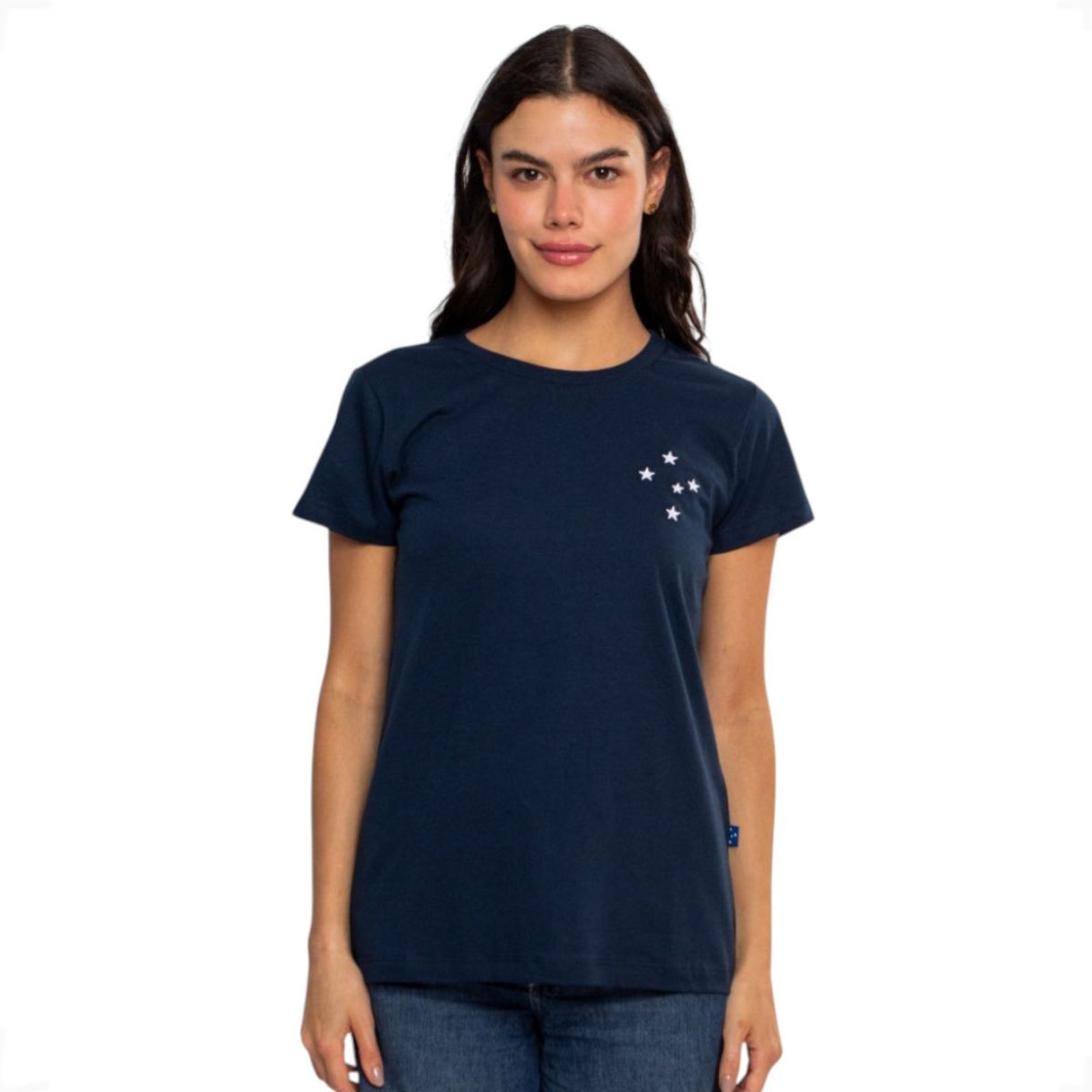 Camiseta Baby Look Oficial Cruzeiro Classic Sintetico Azul Escuro