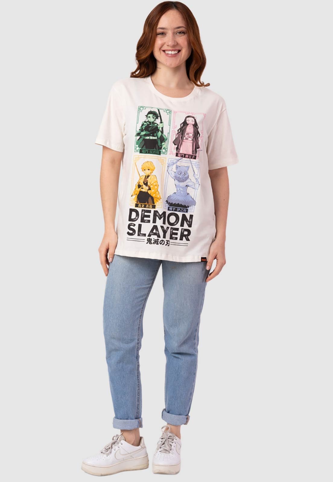 Camiseta Piticas Demon Slayer Personagens Off White