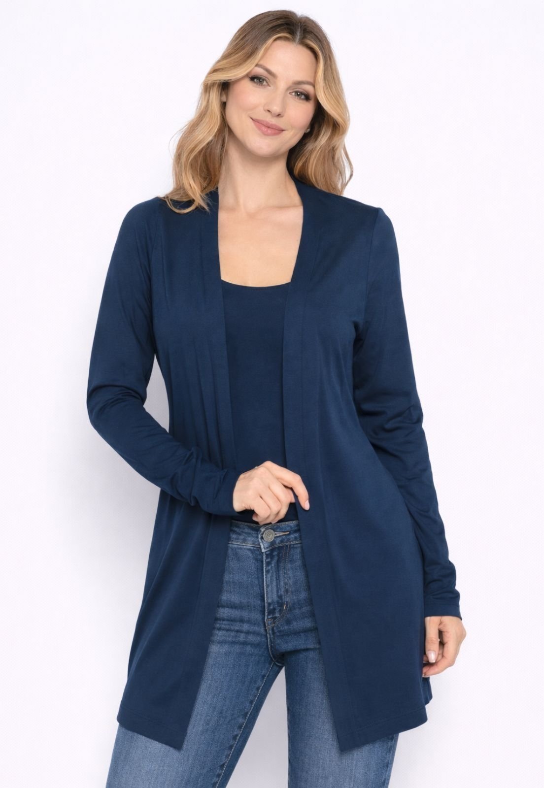 Conjunto Viscolycra Regata e Cardigan Marinho