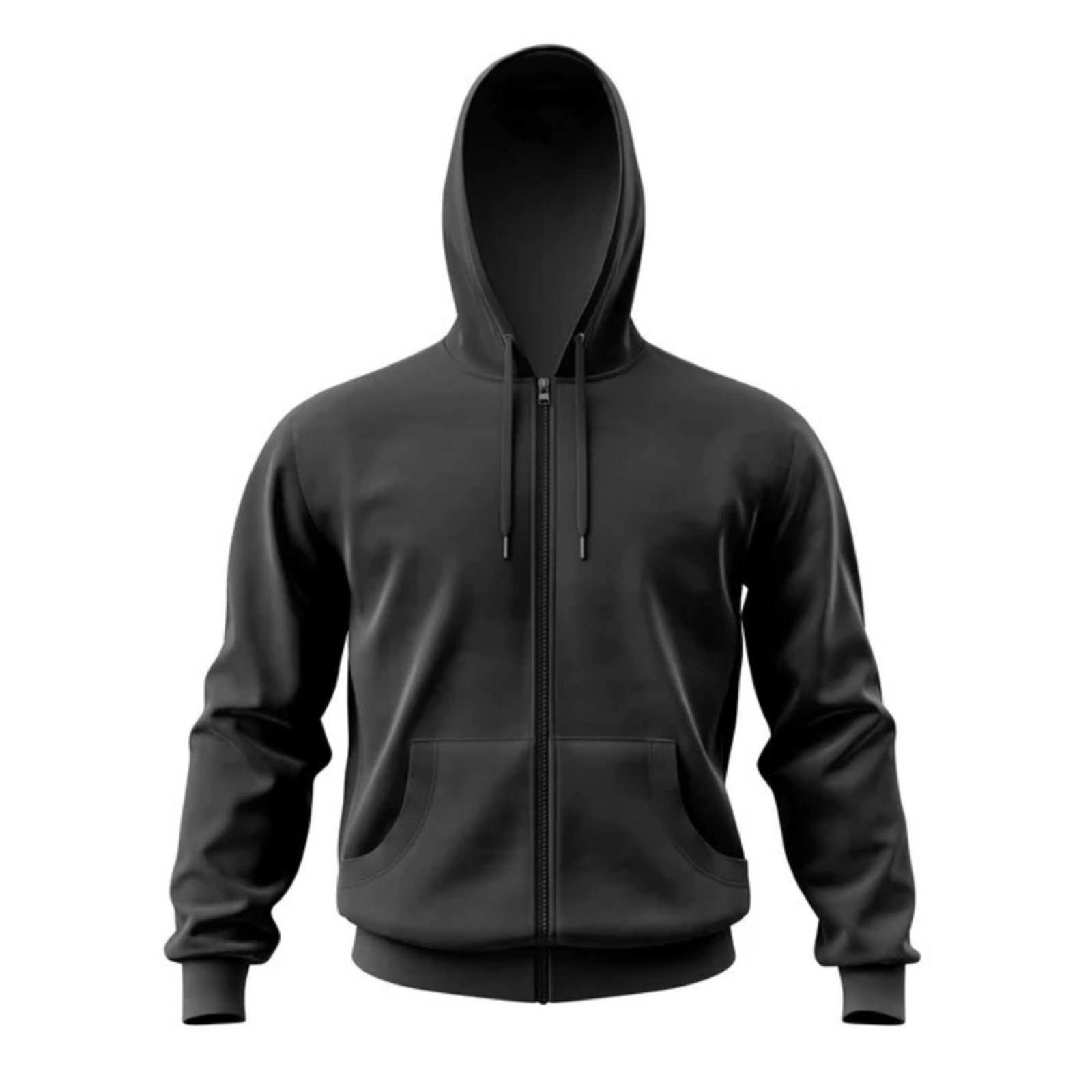 Moletom Preto Blusa De Frio Com Zíper Gorro Bolso Tecido Grosso Flanelado Costura Reforçado Masculino Feminino Unissex