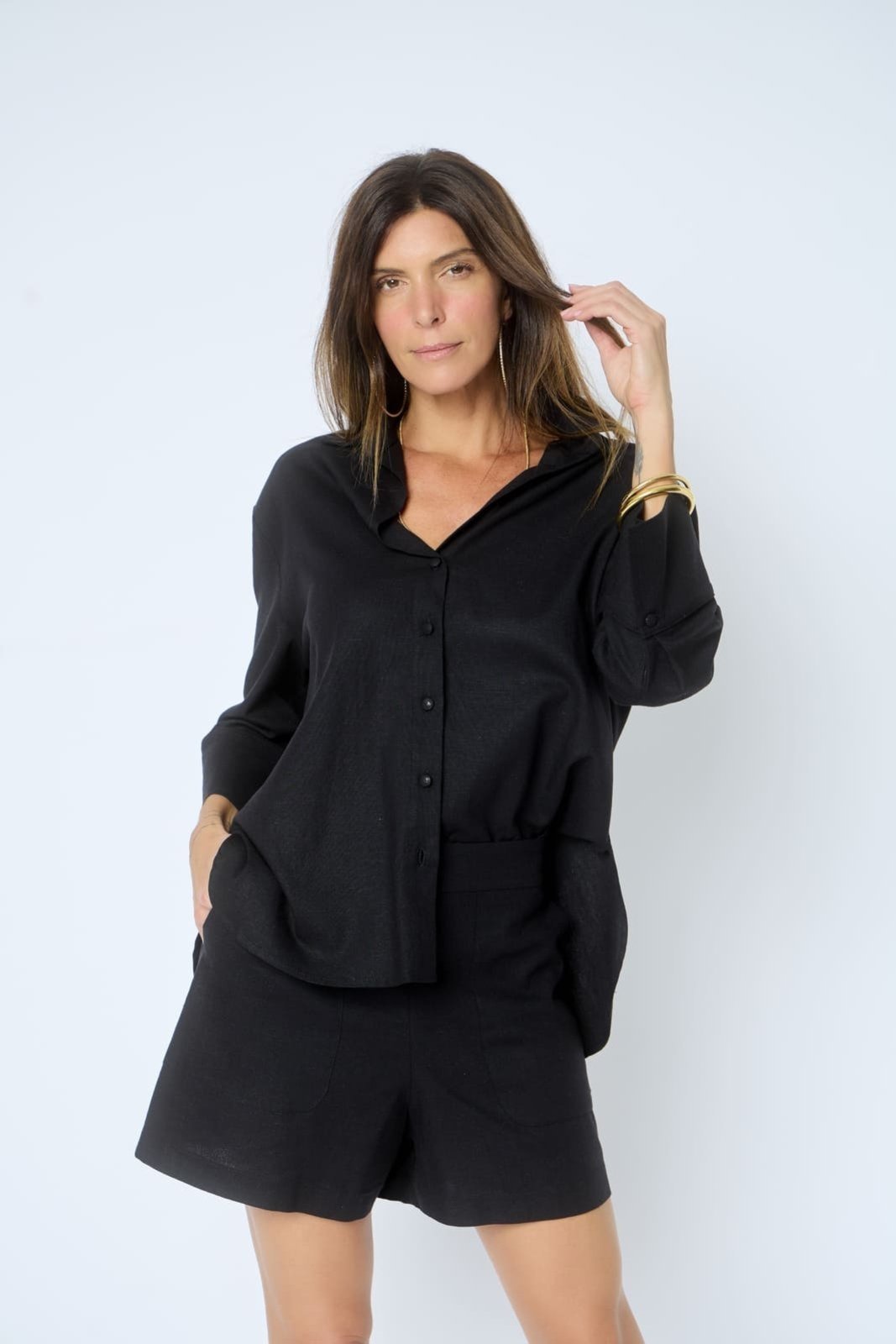 Camisa Lemmut Manga Longa Preto