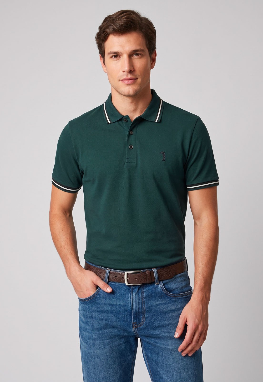 Camisa Polo Masculina Aleatory Lisa Verde
