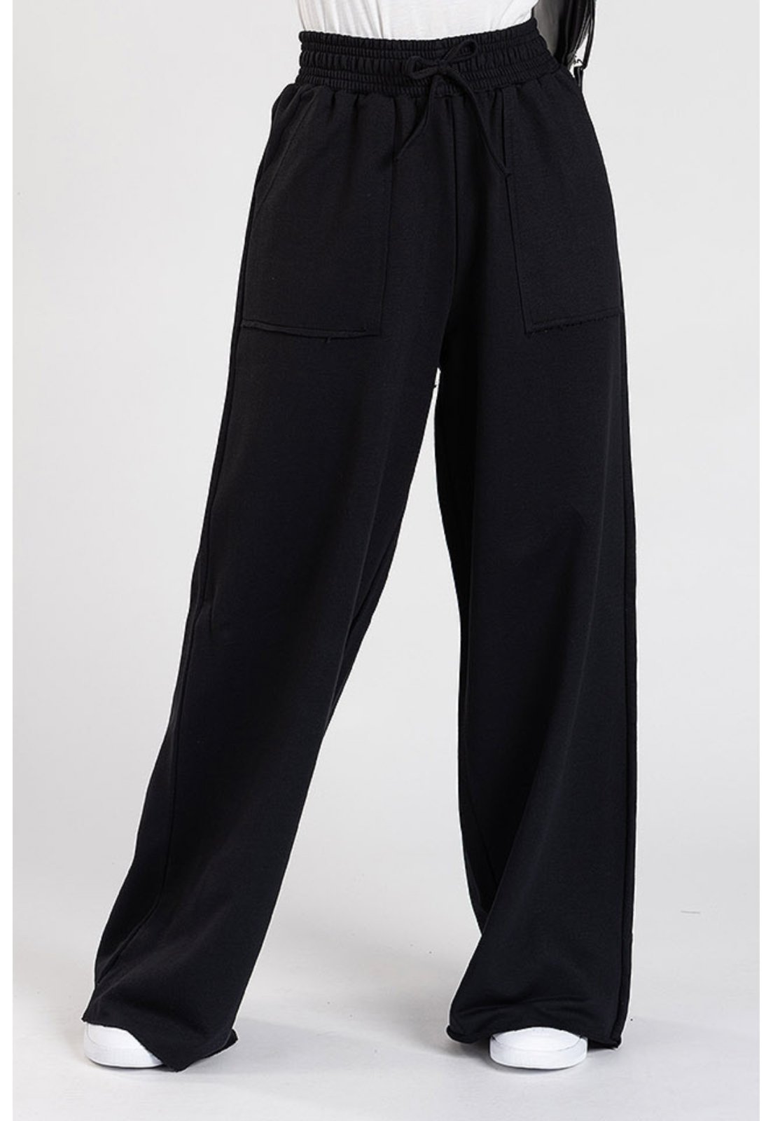 Calça Moletinho Meujeans Wide Leg Preto