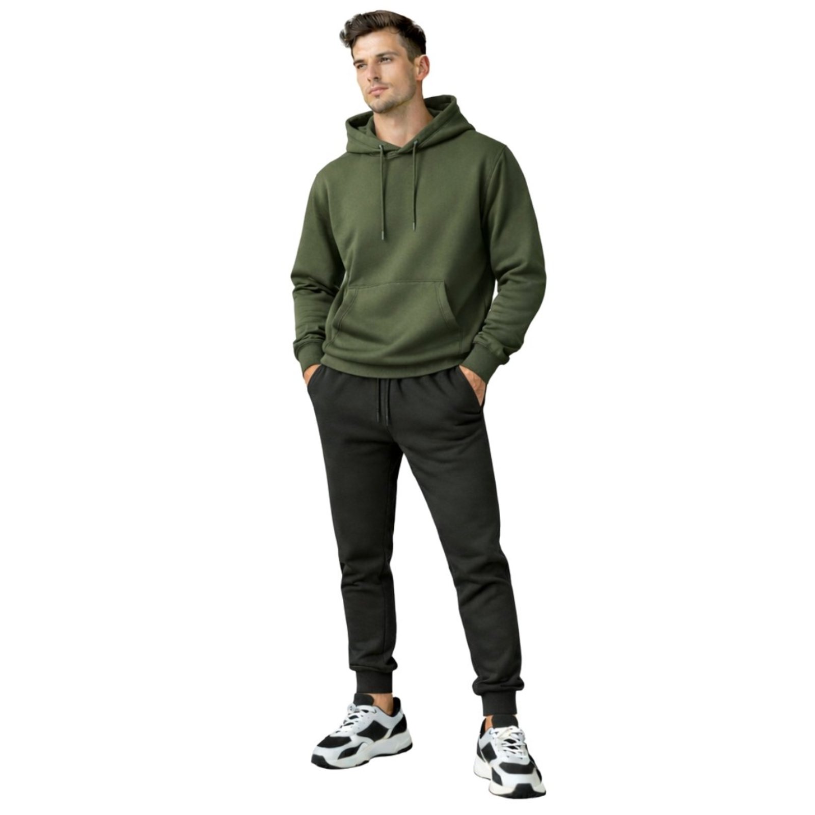 Conjunto Moletom Masculino Casaco com Capuz + Calça Jogger Casual Confortavel e Moderno Liso
