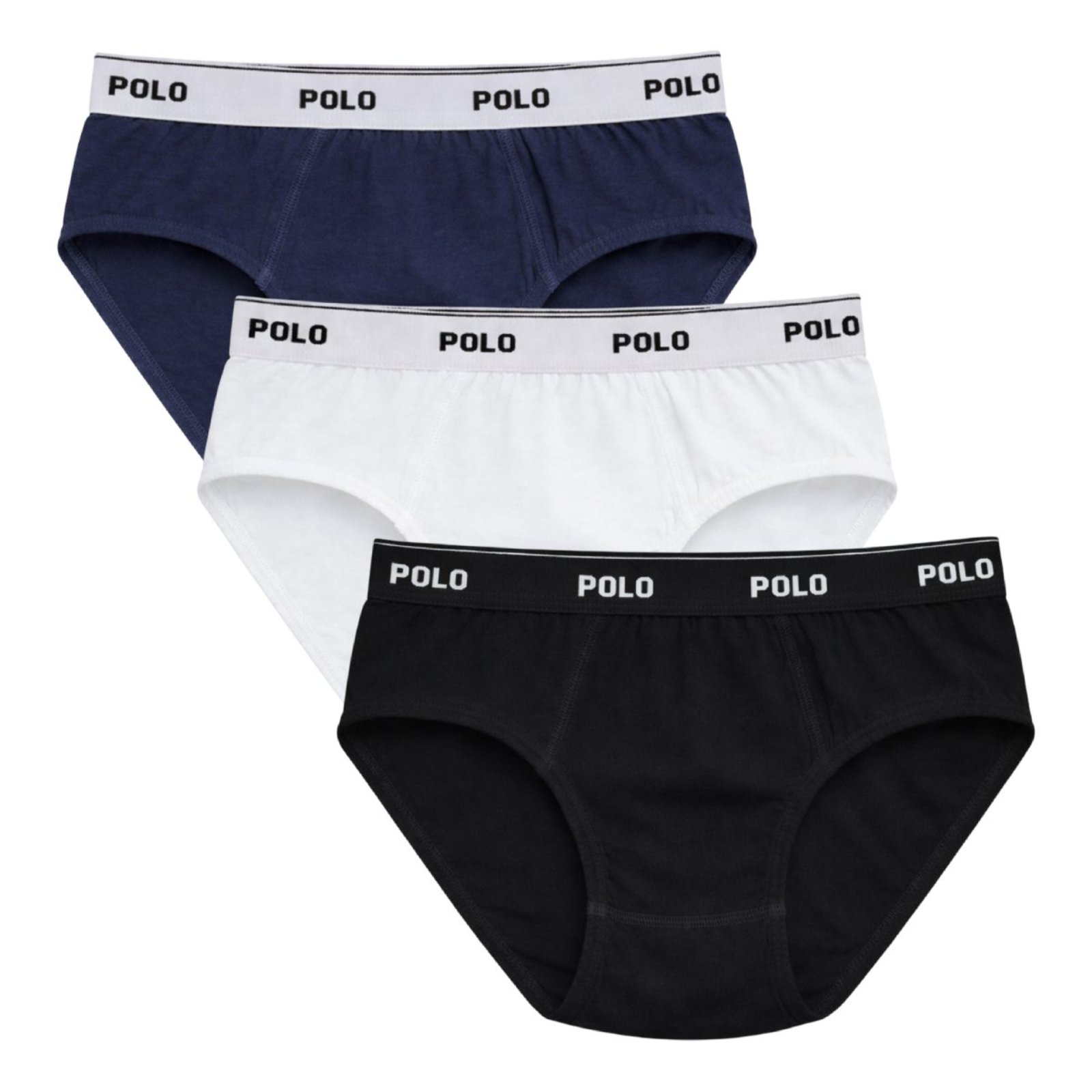 Kit 3 Cuecas Slip Polo Star Algodão Forro Duplo Confort Sortida