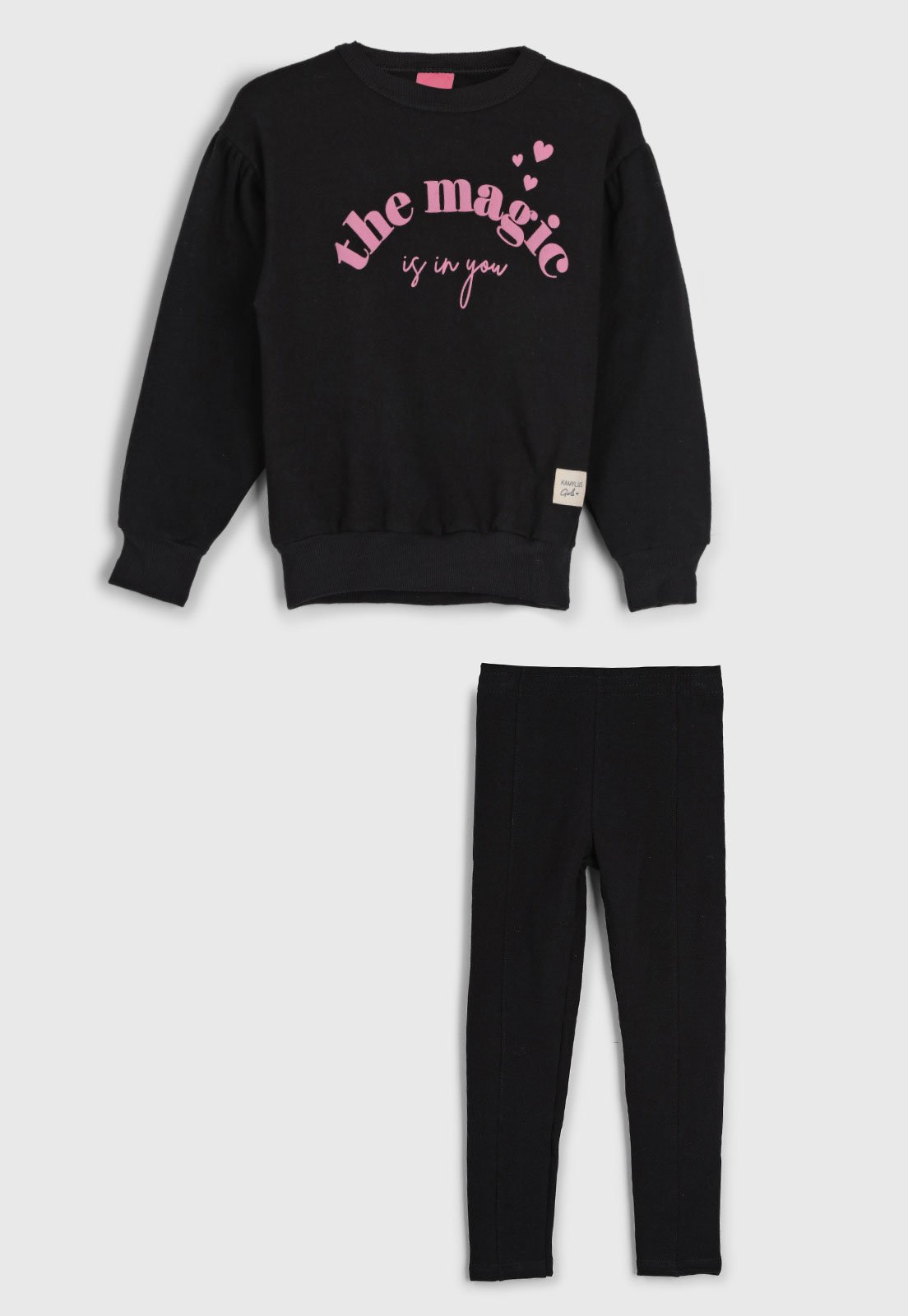 Infantil – Conjunto 2pçs Manga Longa Kamylus Blusa E Calça De Moletom Preto