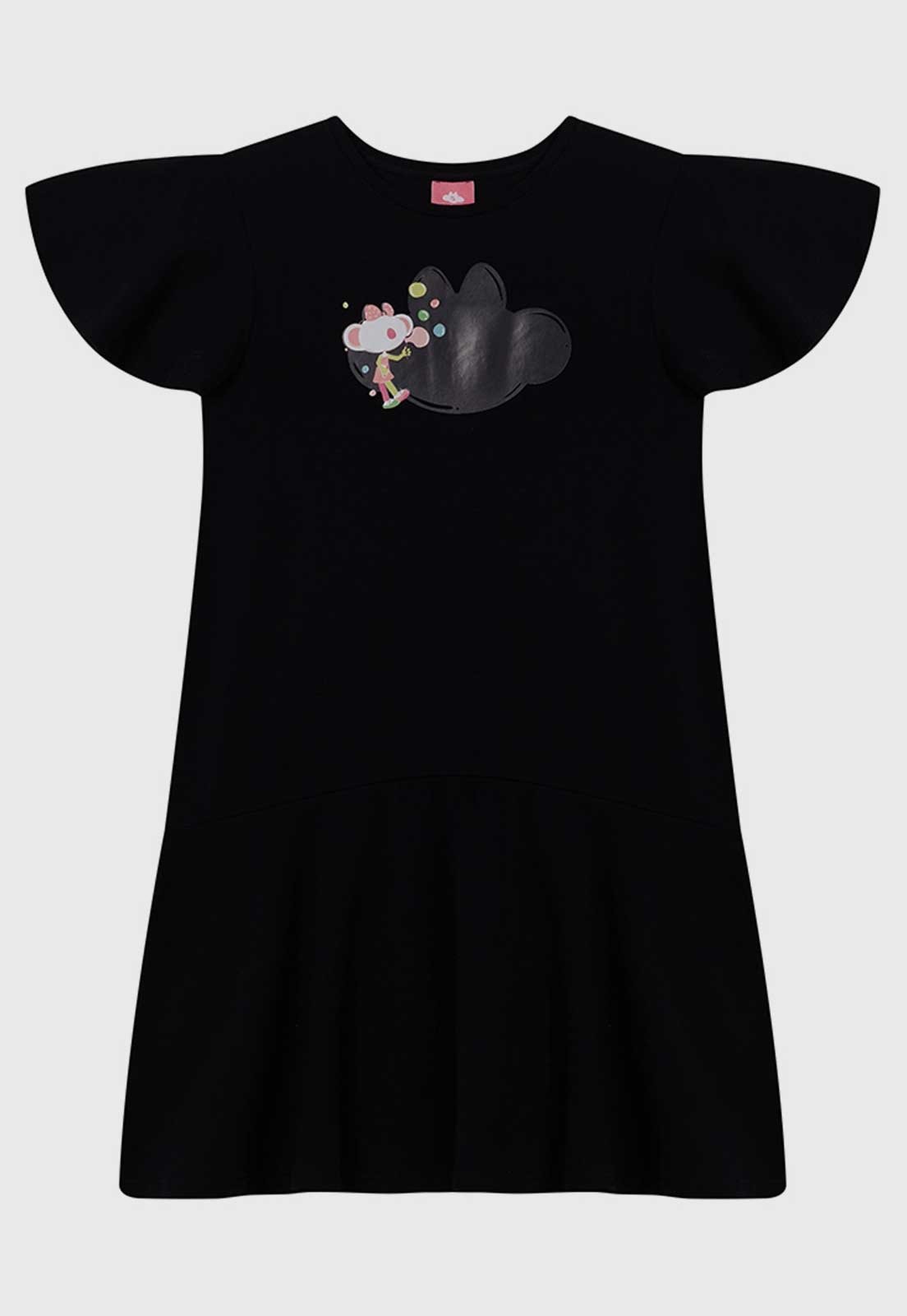 Infantil - Vestido Lilica Ripilica Estampa Frontal Preto