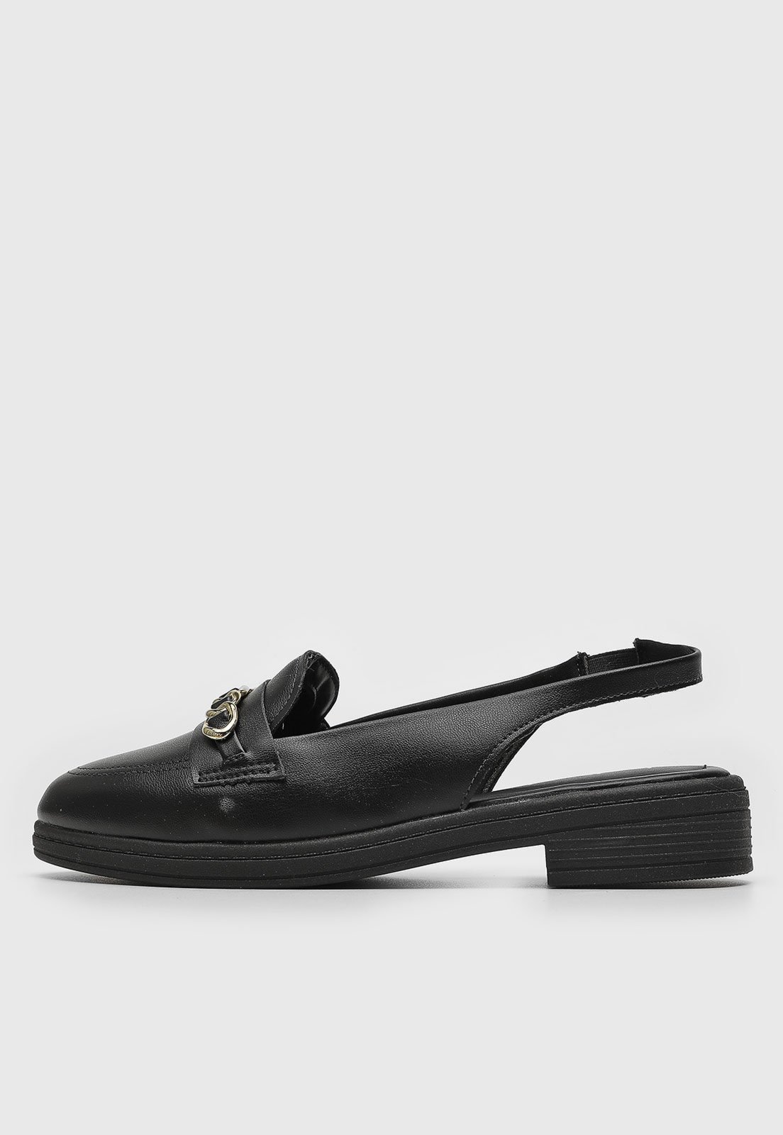 Mocassim Slingback Beira Rio Aplicação Preto