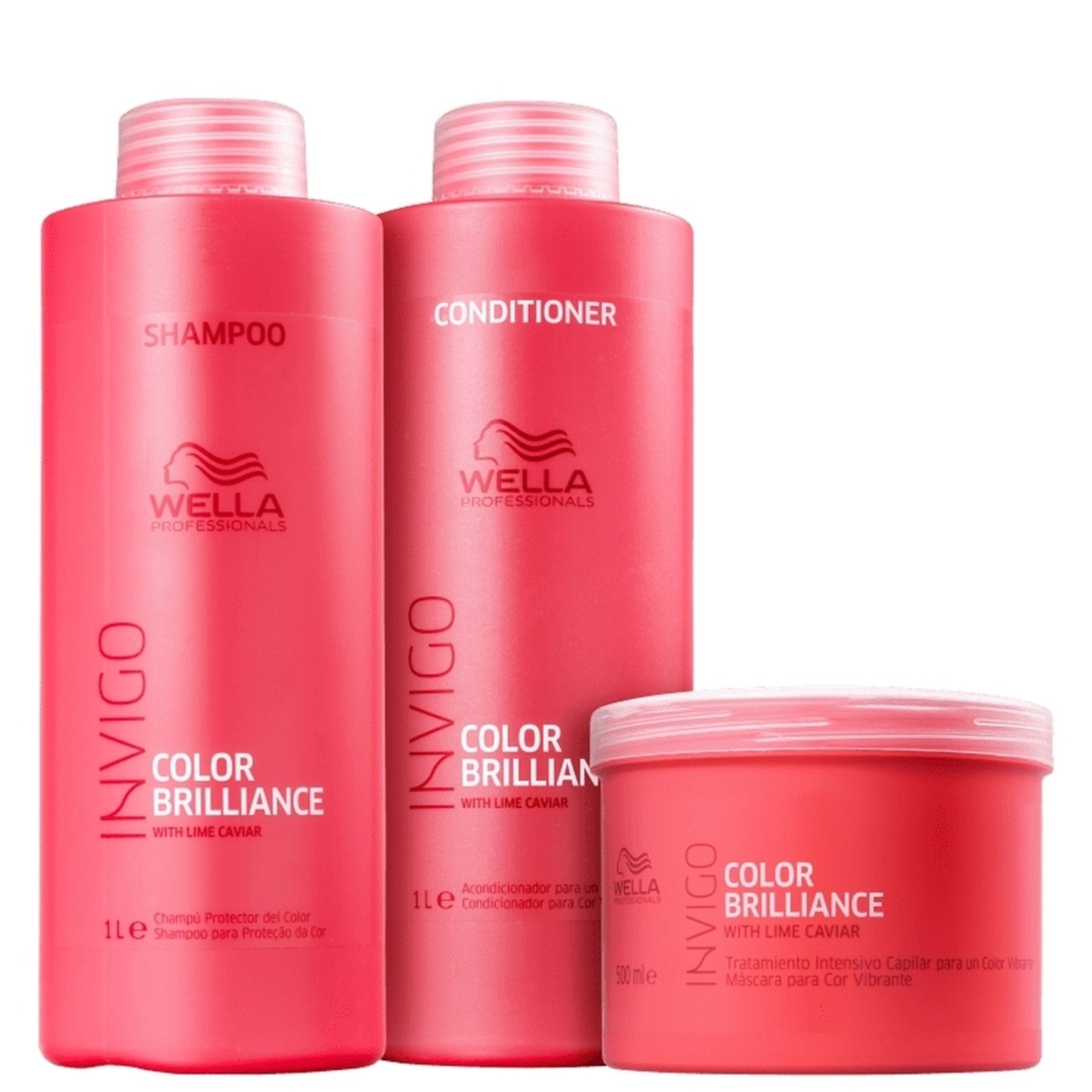 Vista 2 Kit Wella Professionals Invigo Color Brilliance Trio Shampoo Condicionador e Máscara (3 Produtos Grandes) multicolorido WELLA PROFESSIONALS multicolorido