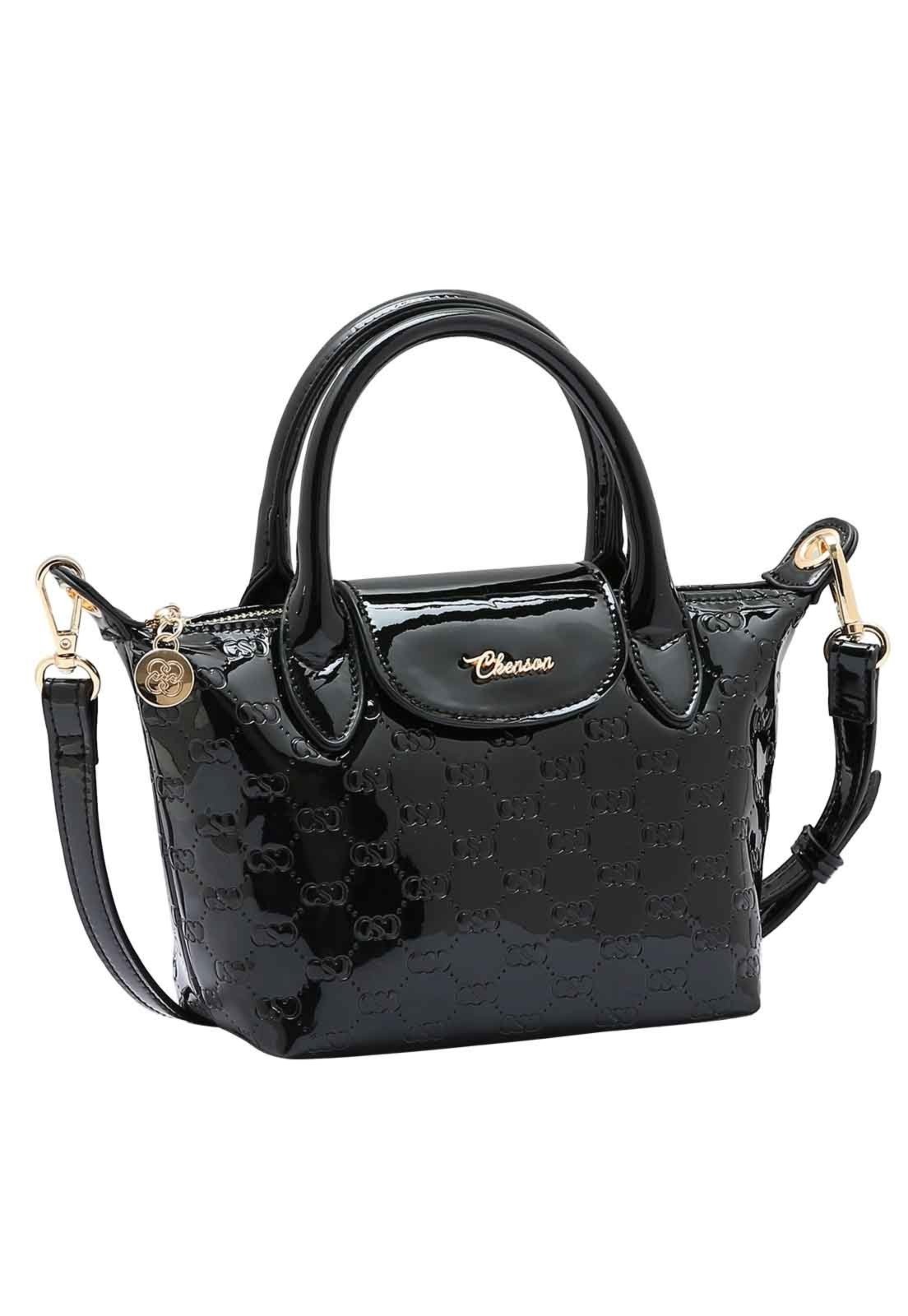 Bolsa Feminina Chenson Original Mini Logo Verniz Mão Preto 3485038