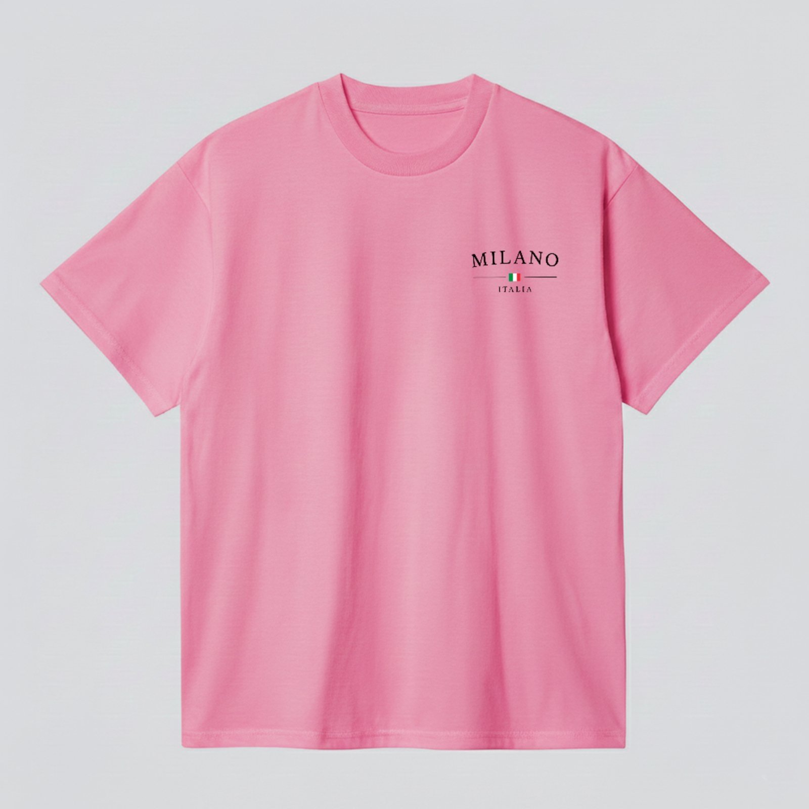 Camiseta Básica Milano Moda Urbana Fashion Logo Minimalista Rosa