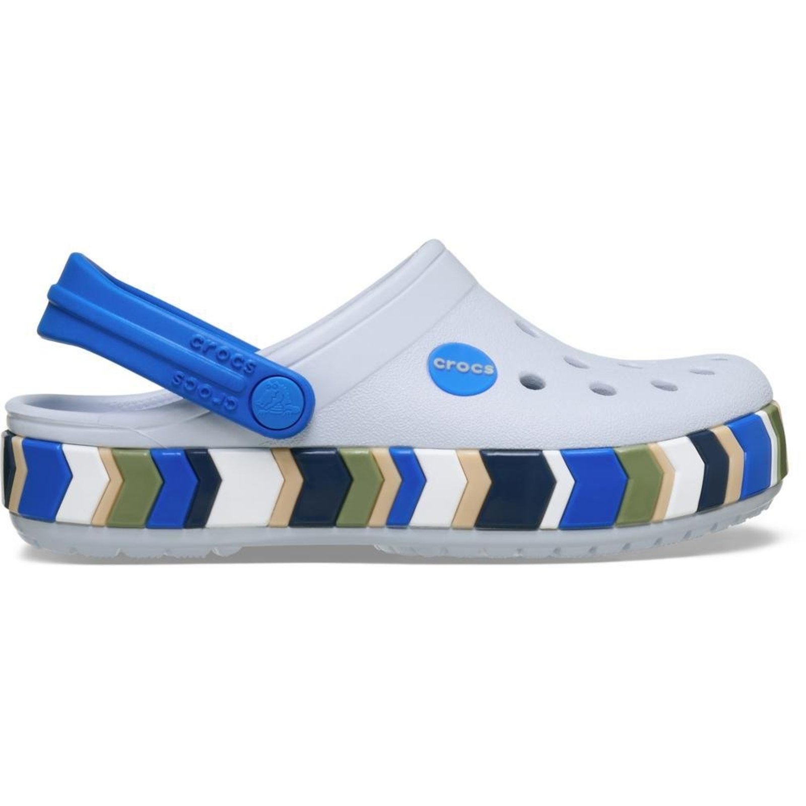 Infantil - Sandália Crocs Crocband Chevron Band Clog T Steel/Blue Haze Azul