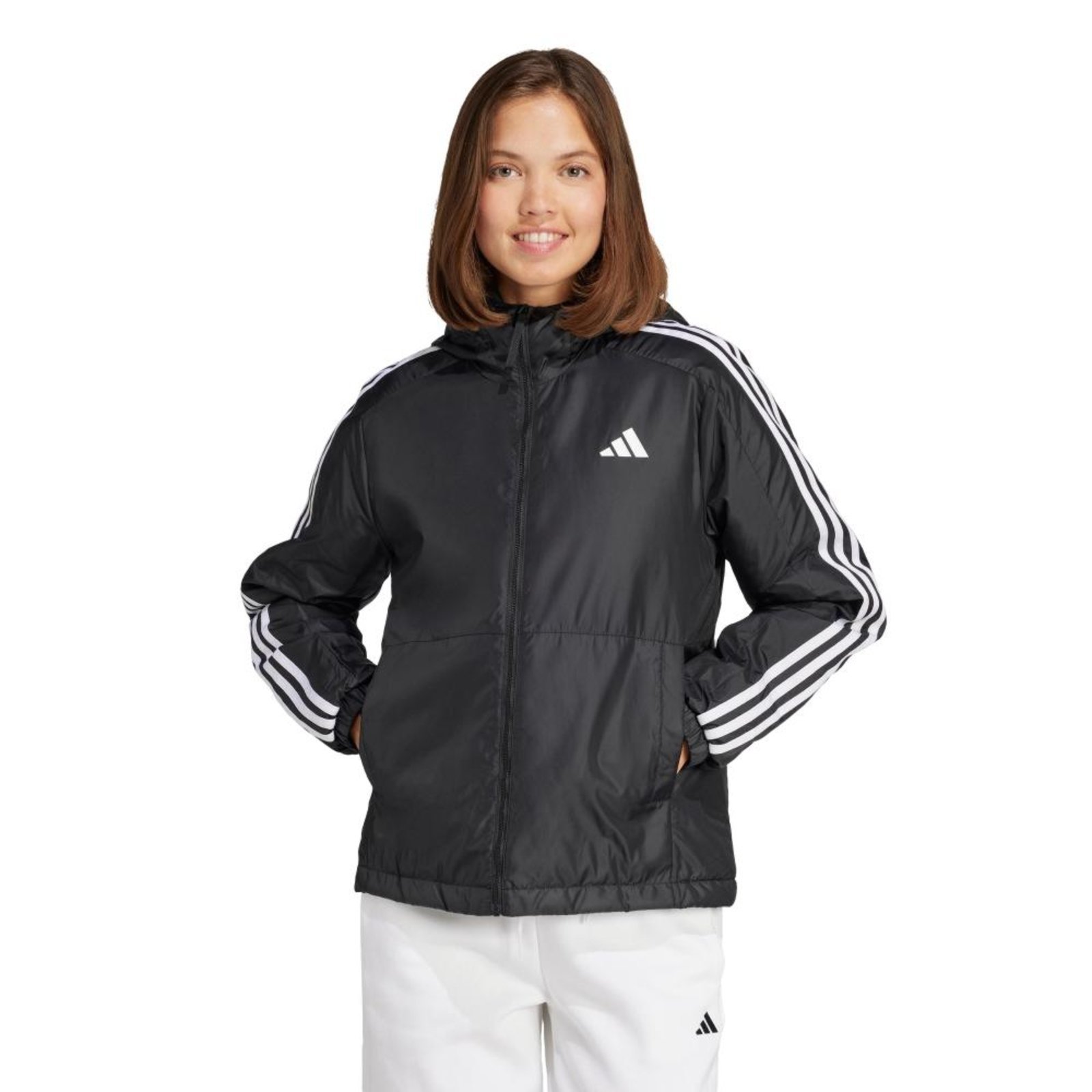 Jaqueta Capuz Isolamento Essentials Três Listras adidas Sportswear Preto