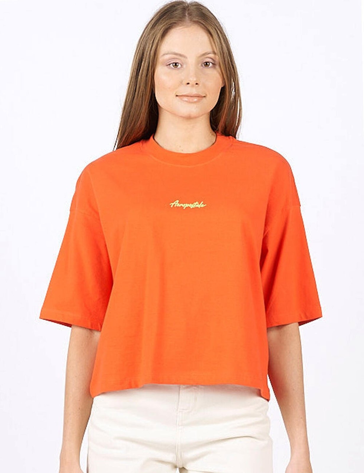 Camiseta Cropped Manga Curta Feminina Aéropostale 981101144-6 Laranja