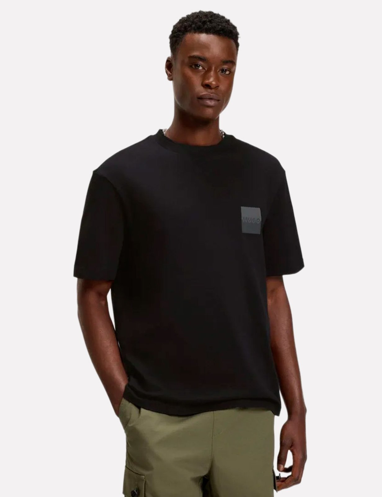 Camiseta Hugo Boss Masculina Relaxed Fit Dusplito Preta