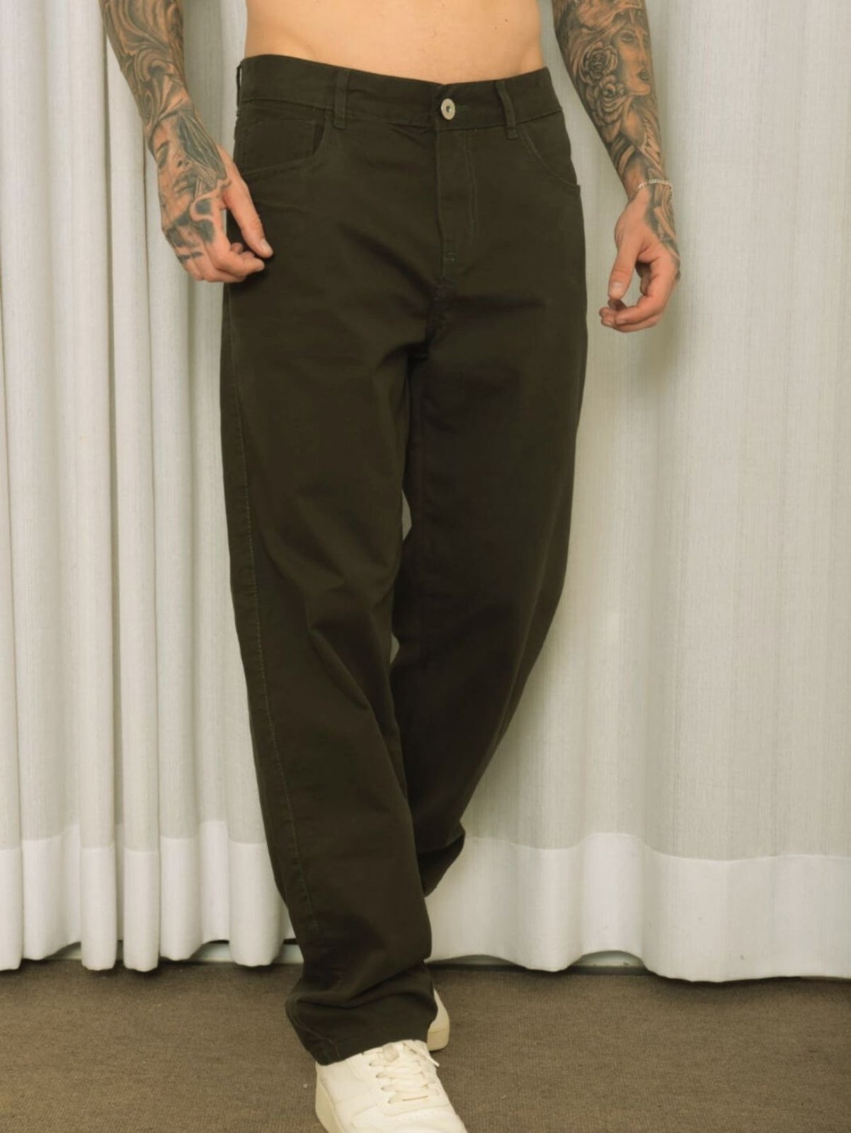 Calça Balão Masculina Alleppo Jeans Verde Sarja