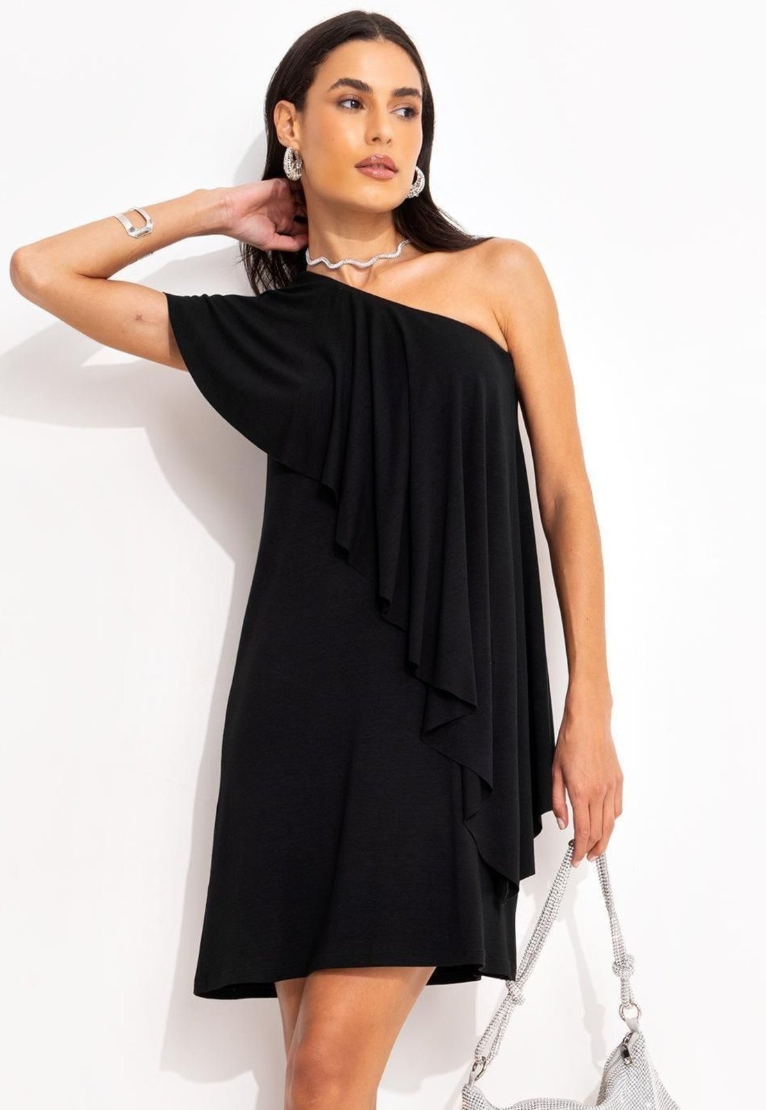 Vestido Em Malha De Viscose Preto Quintess