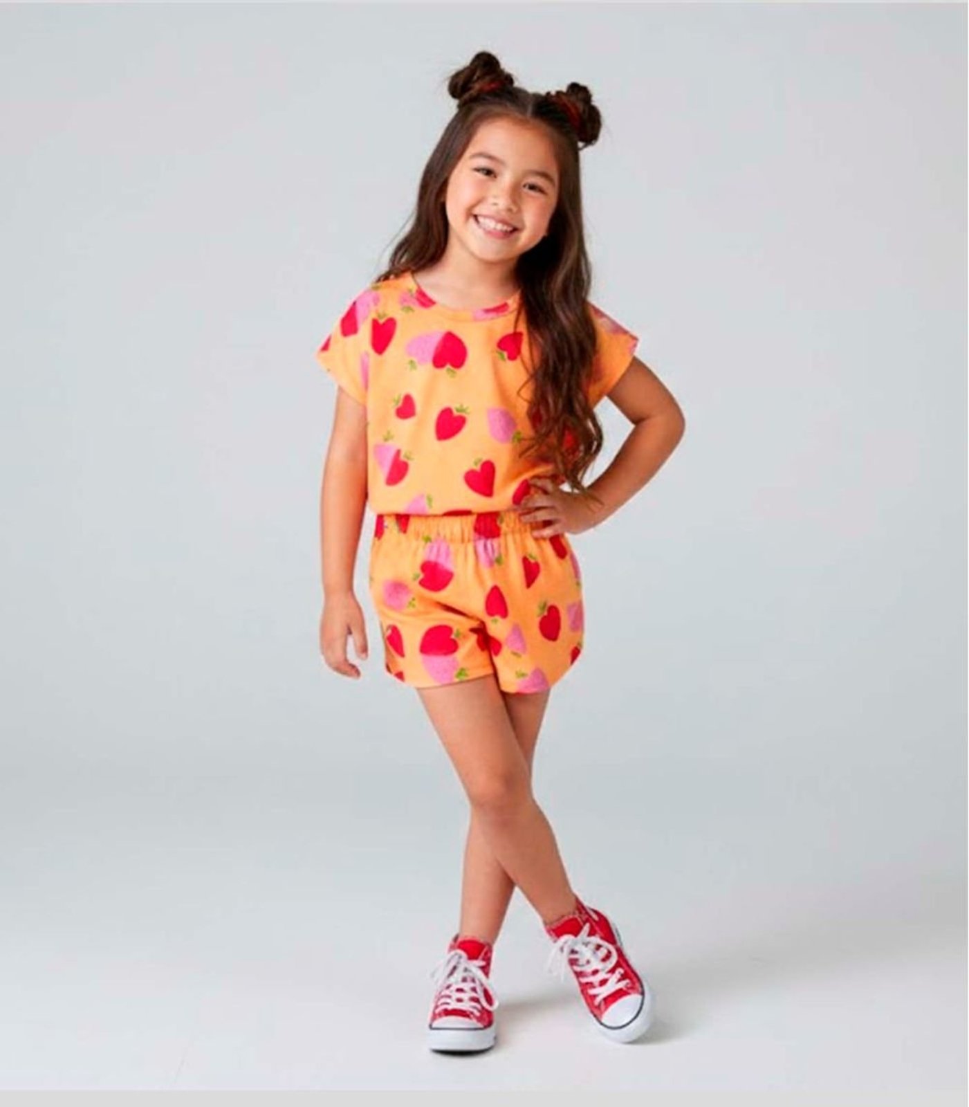 Vista 2 Infantil - Conjunto Feminino Short E Blusa Select laranja Select laranja