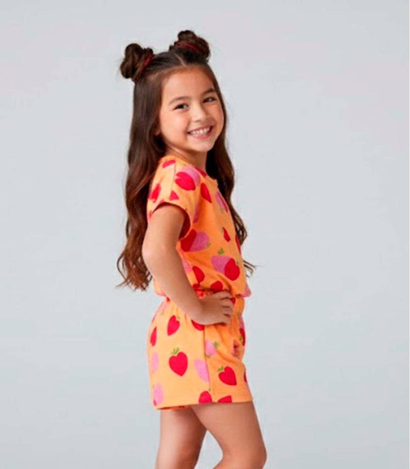 Vista 3 Infantil - Conjunto Feminino Short E Blusa Select laranja Select laranja
