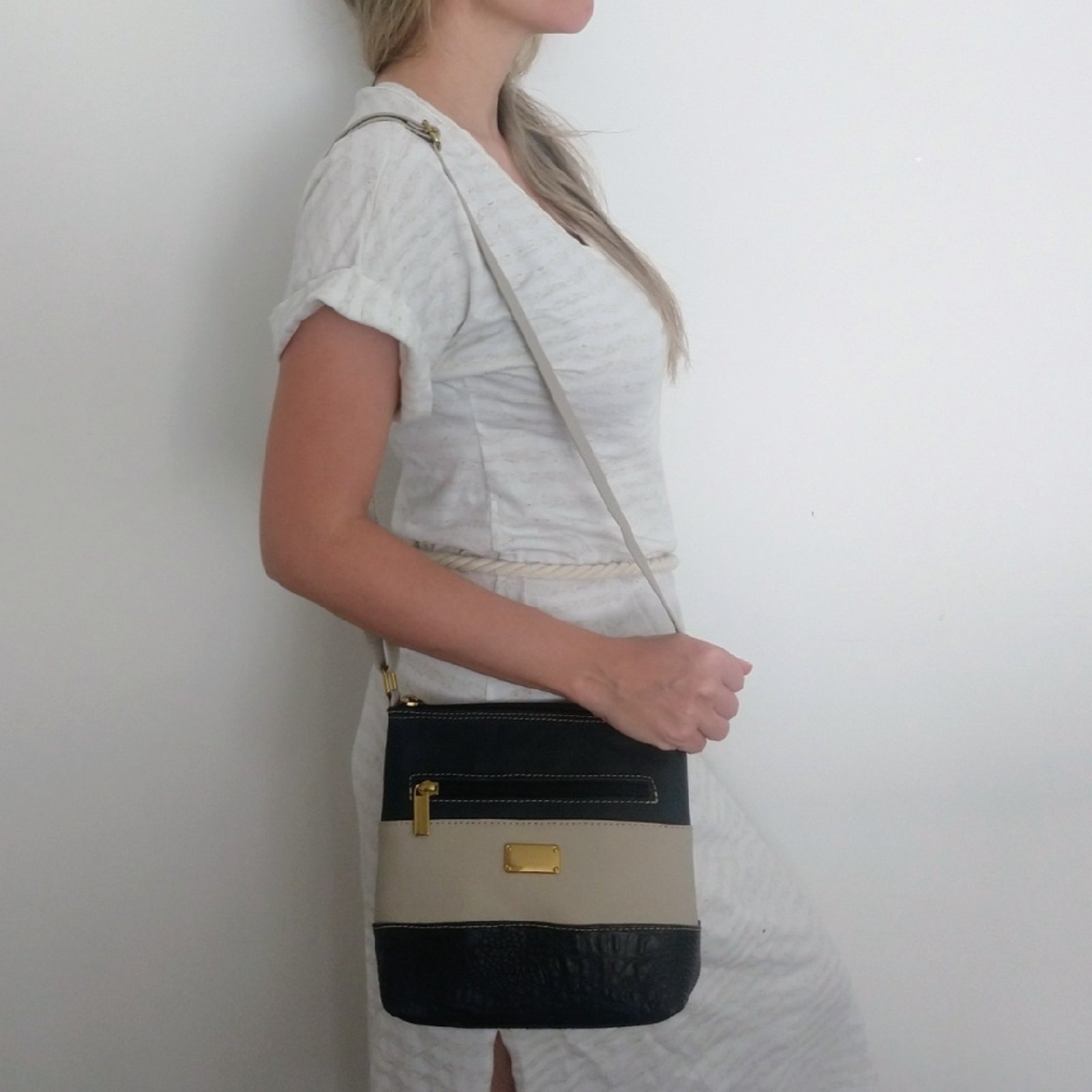 Vista 3 Bolsa Transversal TopGrife Couro multicolorido/off-white/preto TopGrife multicolorido/off-white/preto