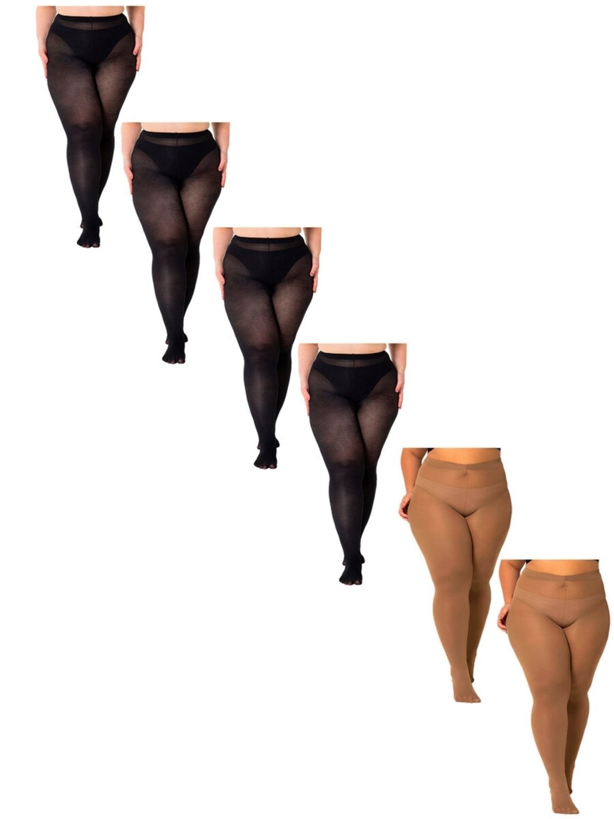 Kit com 6 Meias Calças Fio 80 Opaca Trifil 6100 Plus Size Preto