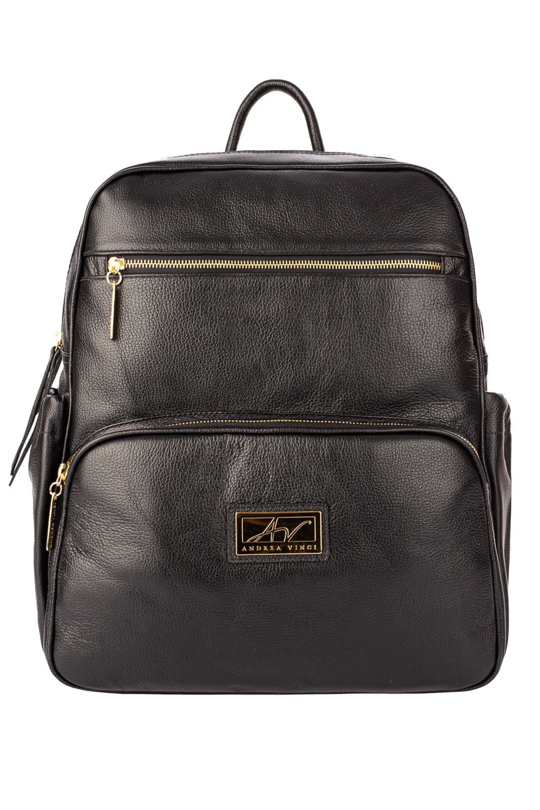 Mochila grande de couro liso Zooey - Preto