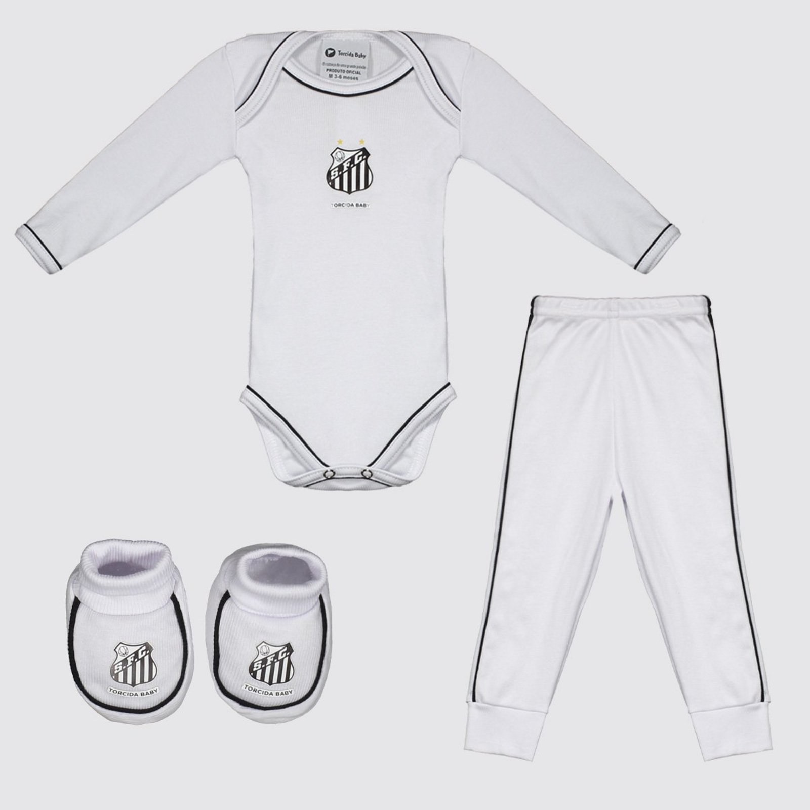 Kit Body Longo Calça e Pantufa Santos