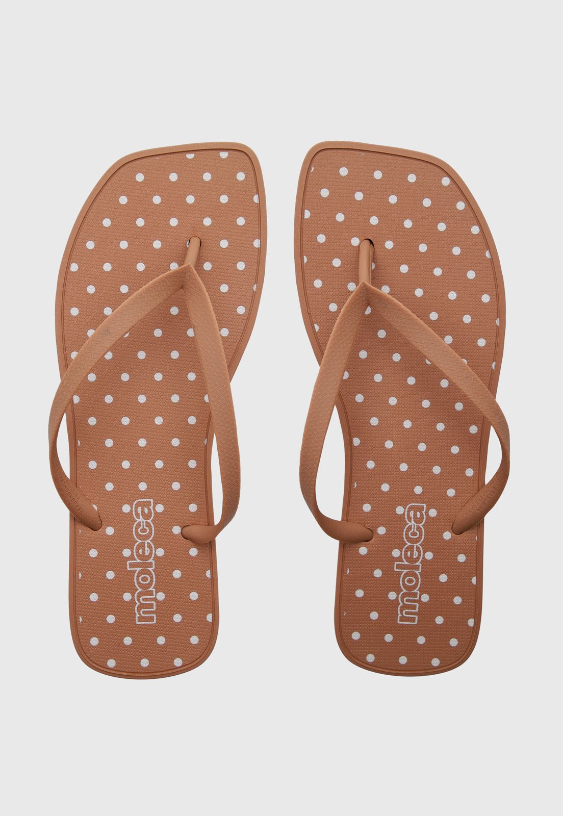 Chinelo Feminino Moleca Tiras Poá Caramelo