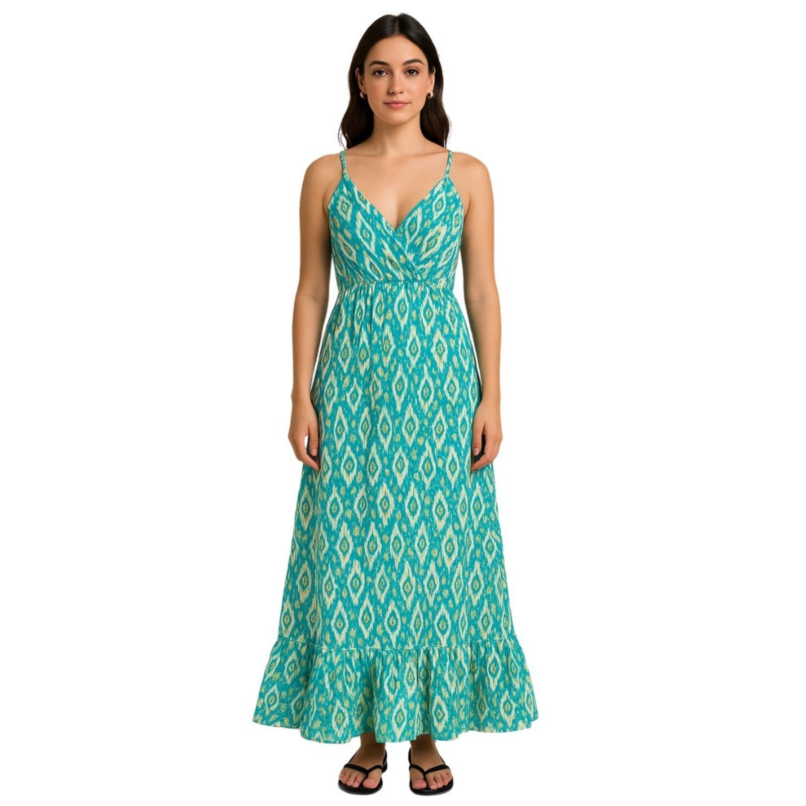 Vestido Indiano FMF Longo com Cintura Ajustável Azul