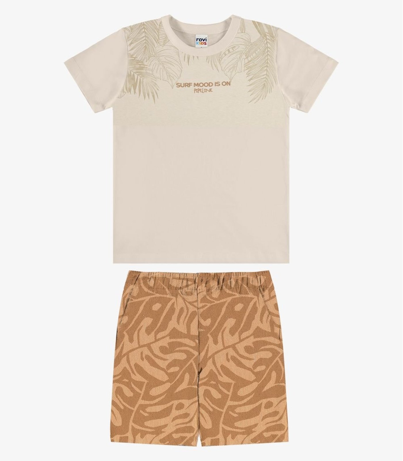 Infantil - Conjunto Camiseta Com Bermuda Rovi Bege