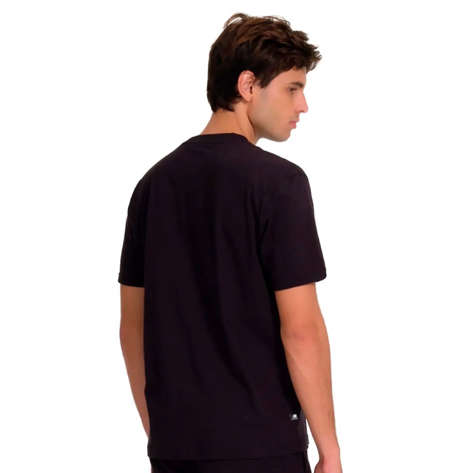Vista 3 Camiseta Masculina New Balance Essentials Algodão preto New Balance preto