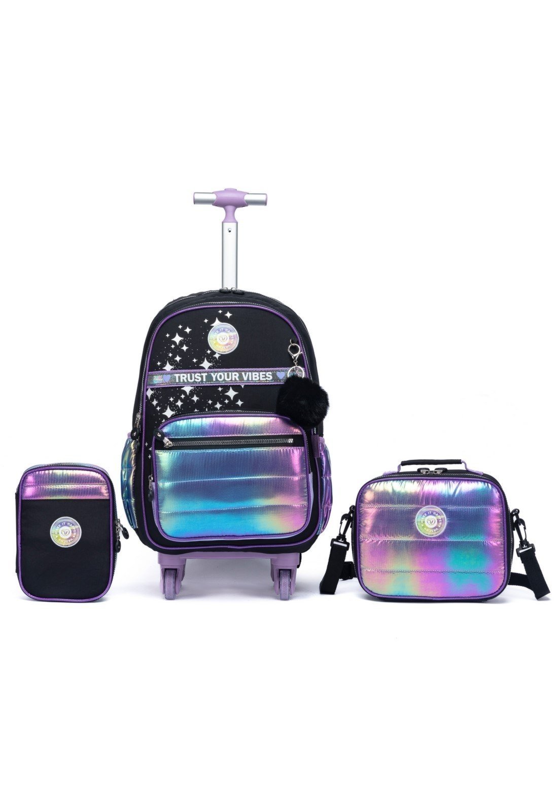 Infantil - Kit Mochila Rodinha Estojo Lancheira Térmica Juvenil Resistente Espaçosa Vaschy