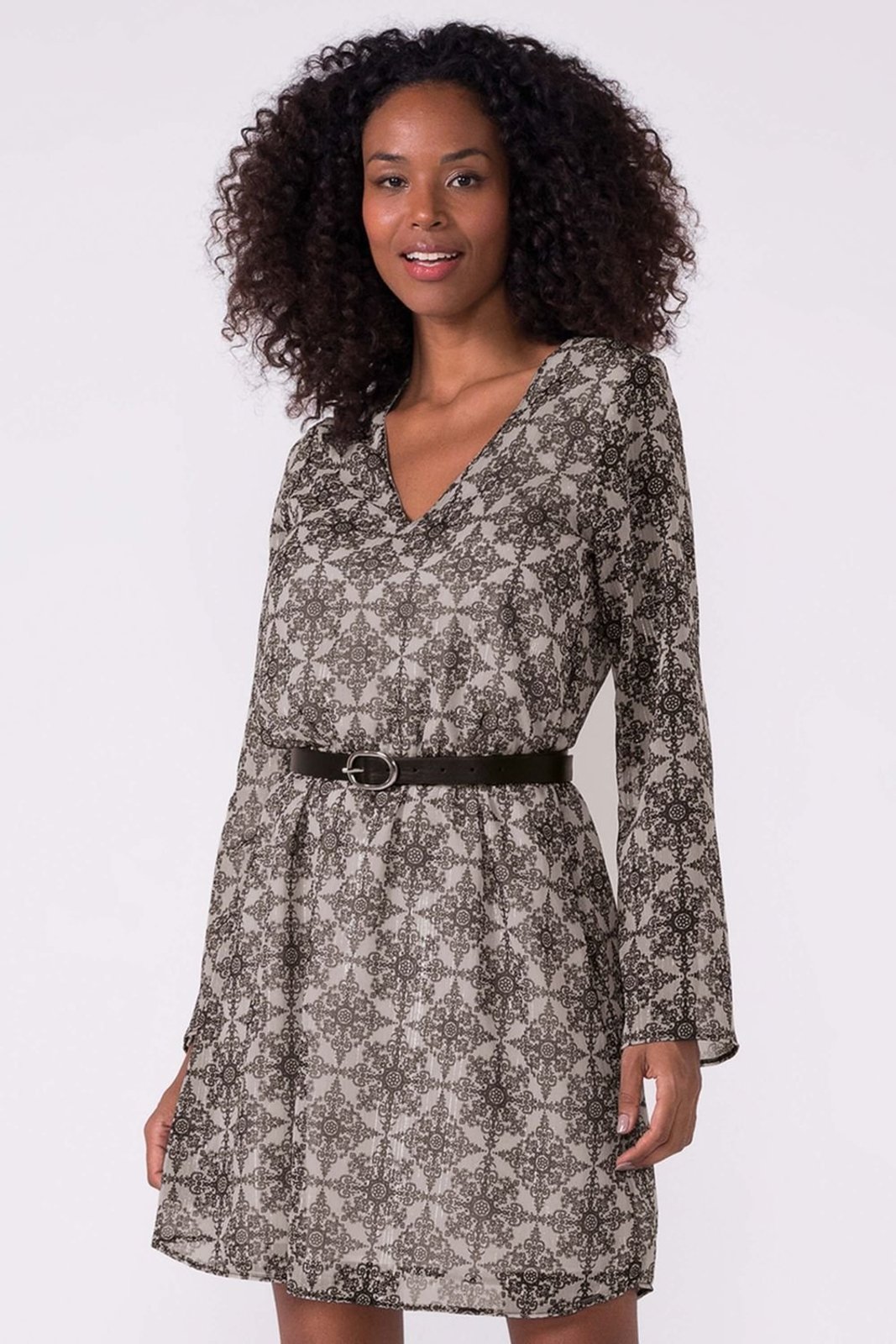 Vestido Feminino Manga Longa Chifon Marialícia Preto