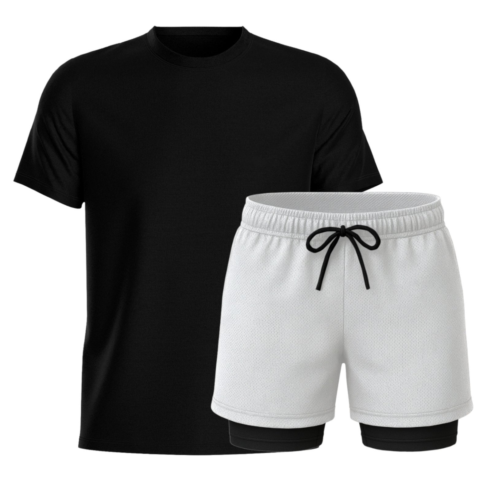 Conjunto Masculino Camiseta Algodão e Short Térmico Dryfit Liso