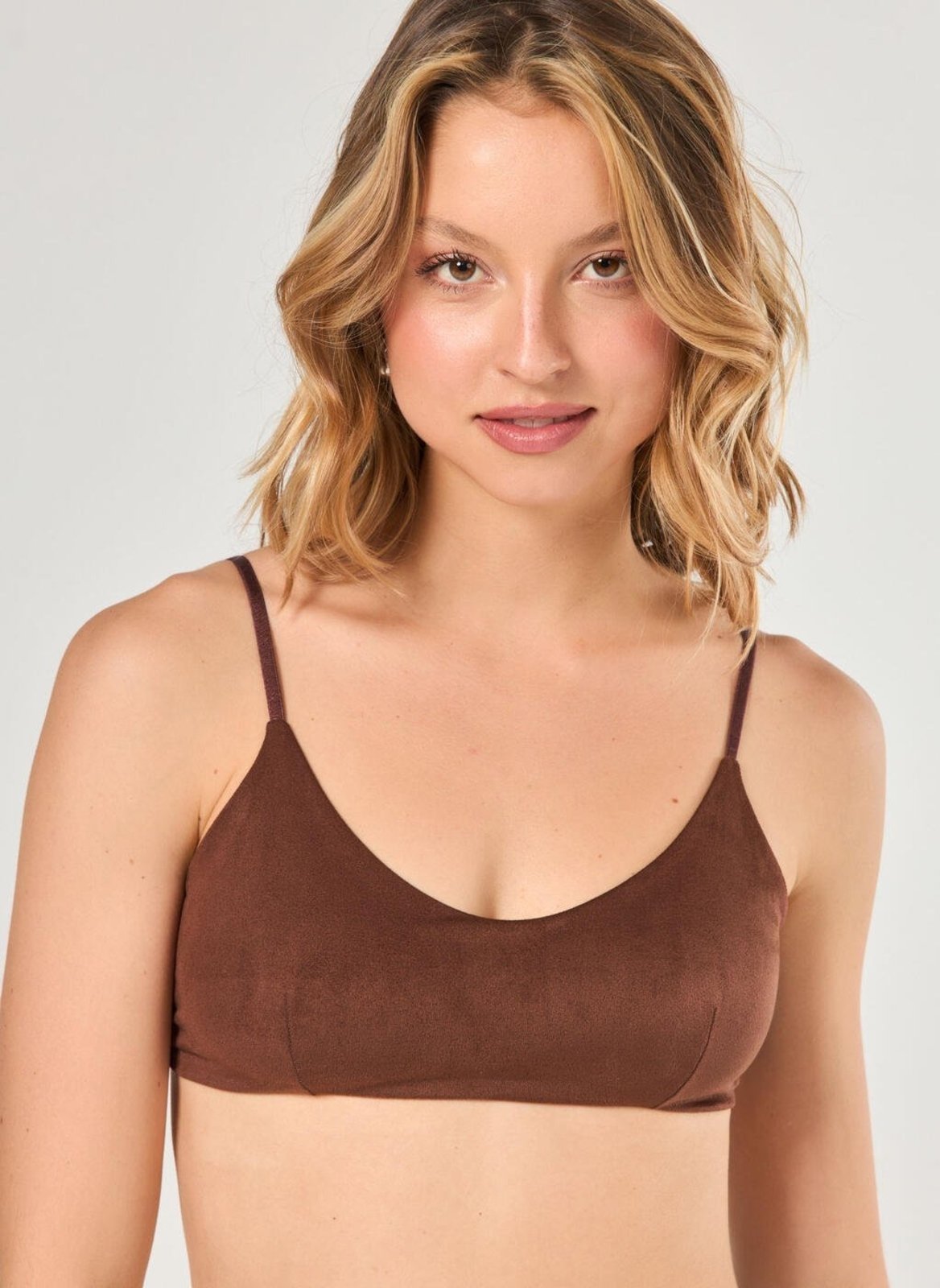 Top Em Suede Marrom