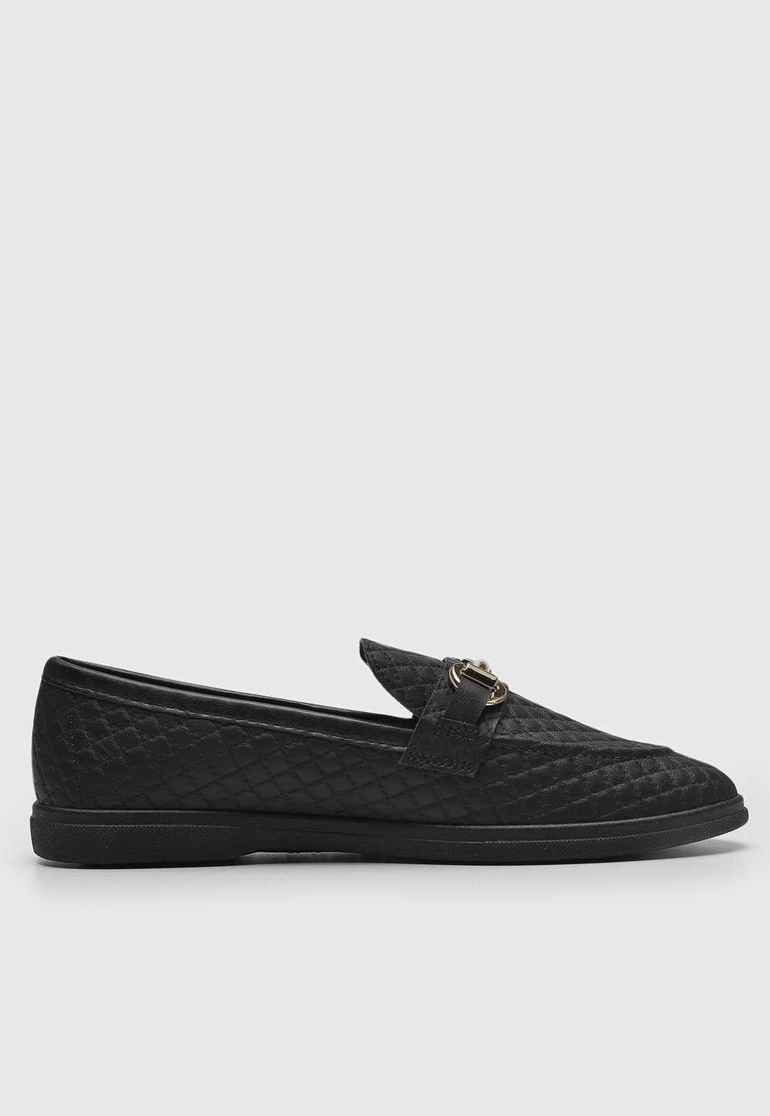 Vista 3 Sapatilha Feminina Moleca Matelassê Fivela Preta preto preto
