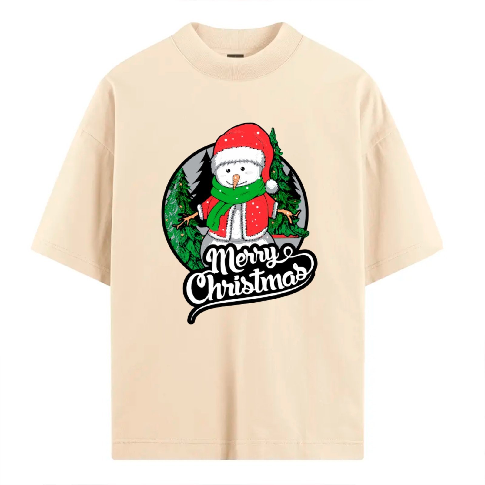 Vista 2 Camiseta Ousy Oversized Merry Christmas Boneco de Neve Estampa Natalina Unissex Off White off-white white ousy off-white white