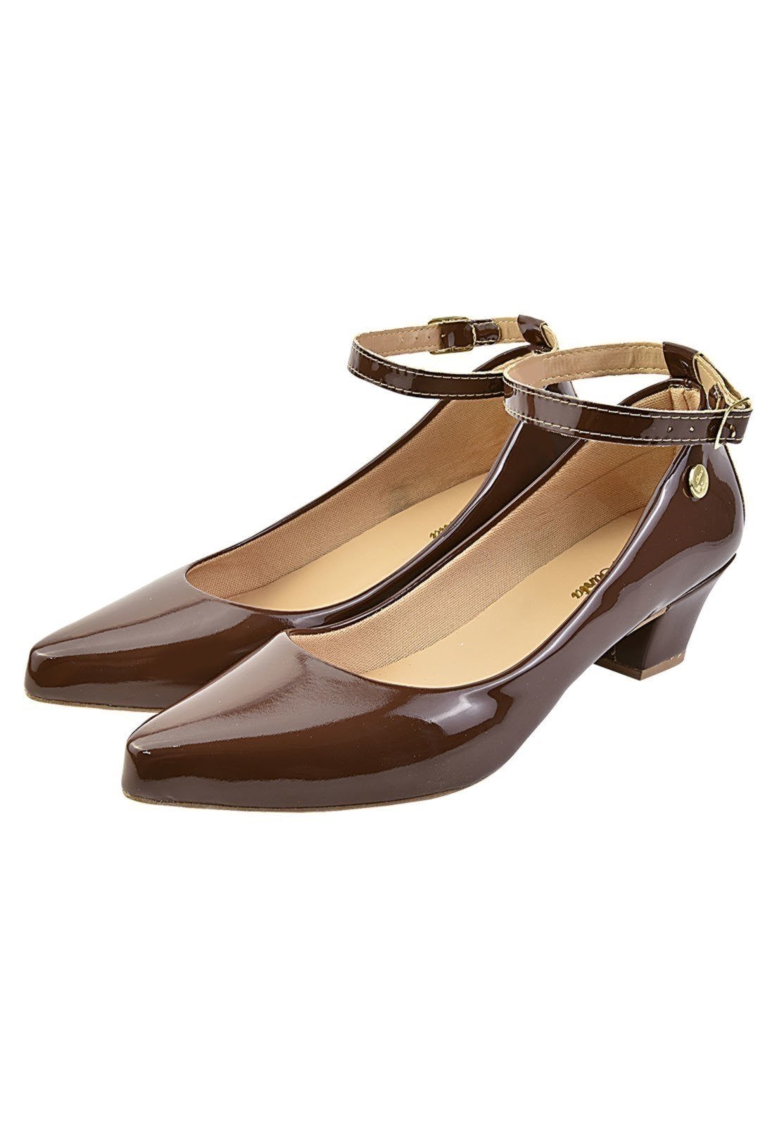 Vista 3 Salto Scarpin Tira Tornozelo Bico Fino Donna Santa Café marrom Donna Santa marrom